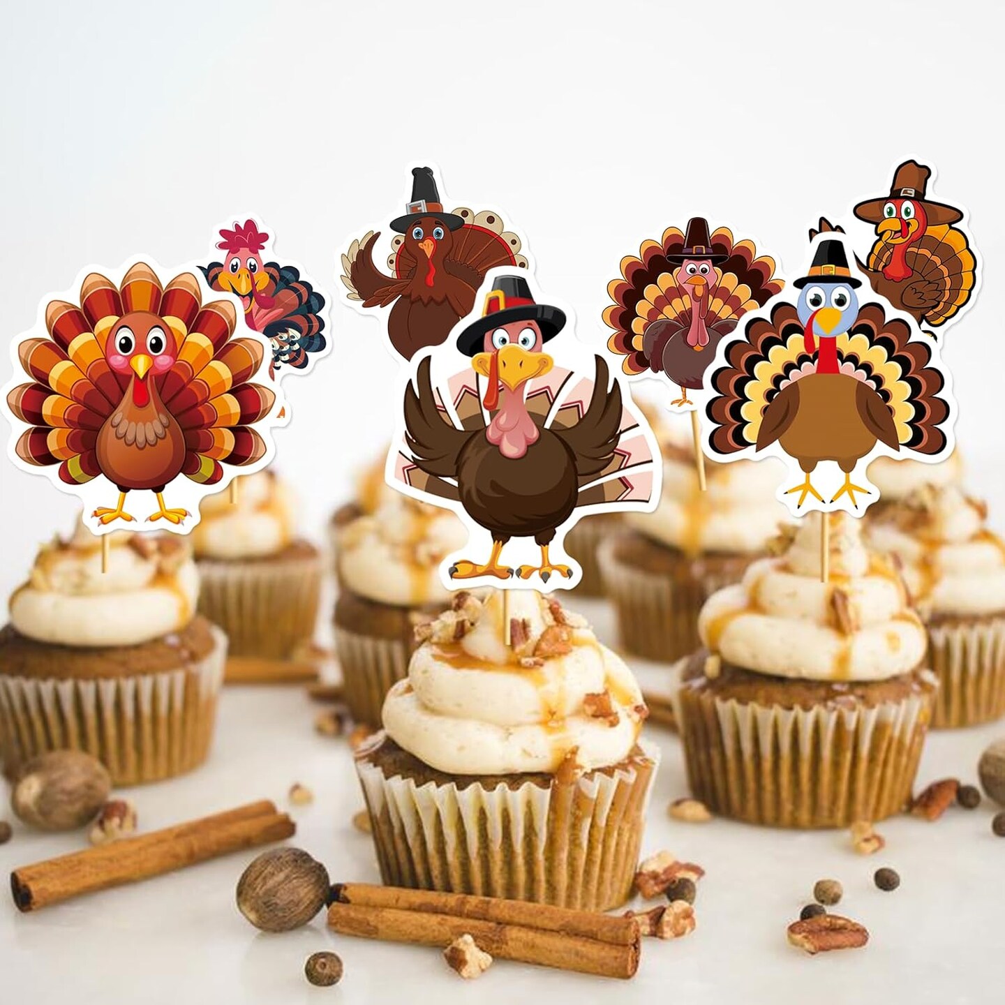 36Pcs Friendsgiving &#x26; Thanksgiving Cupcake Toppers - Brown