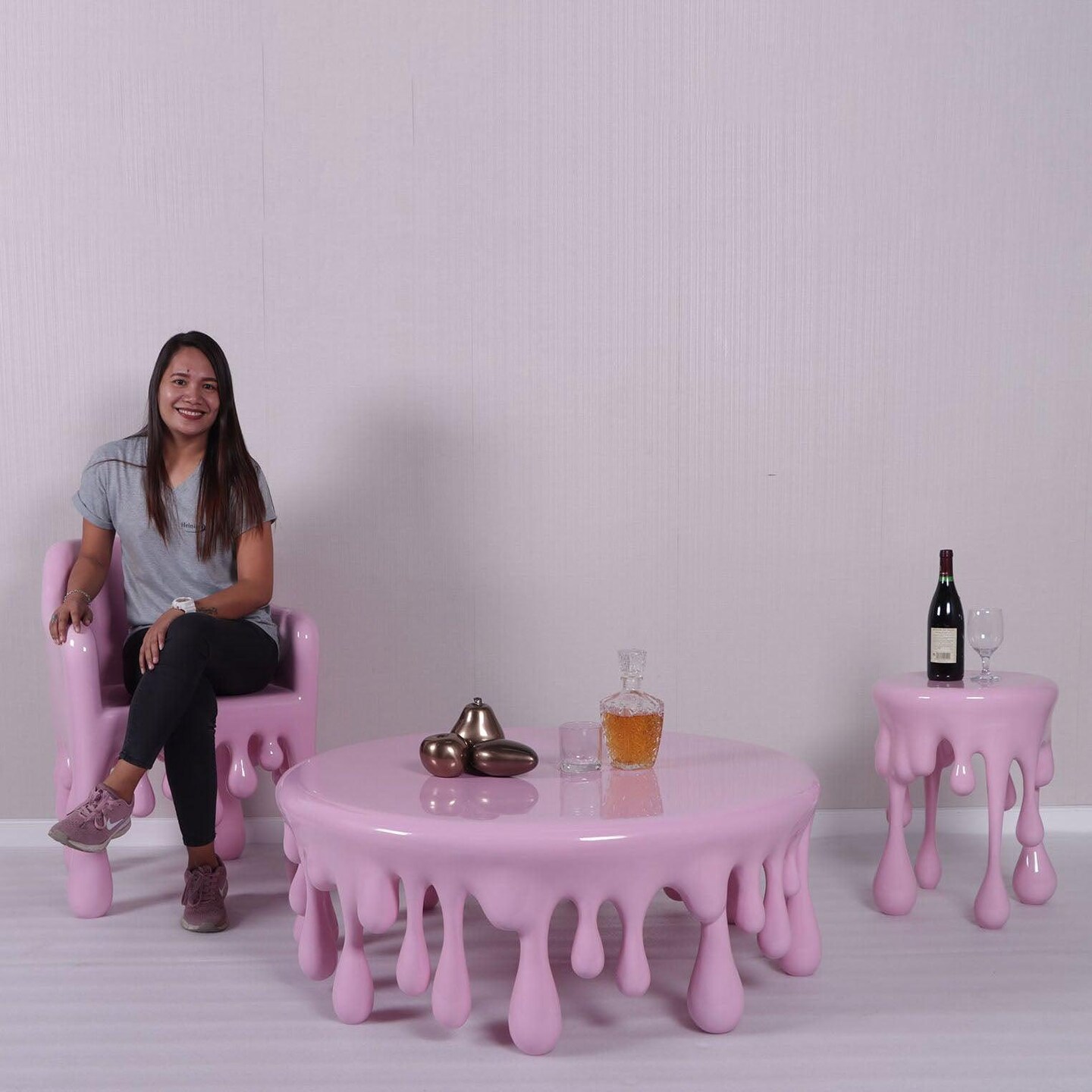 Pink Melting Side Table Dripping Statue