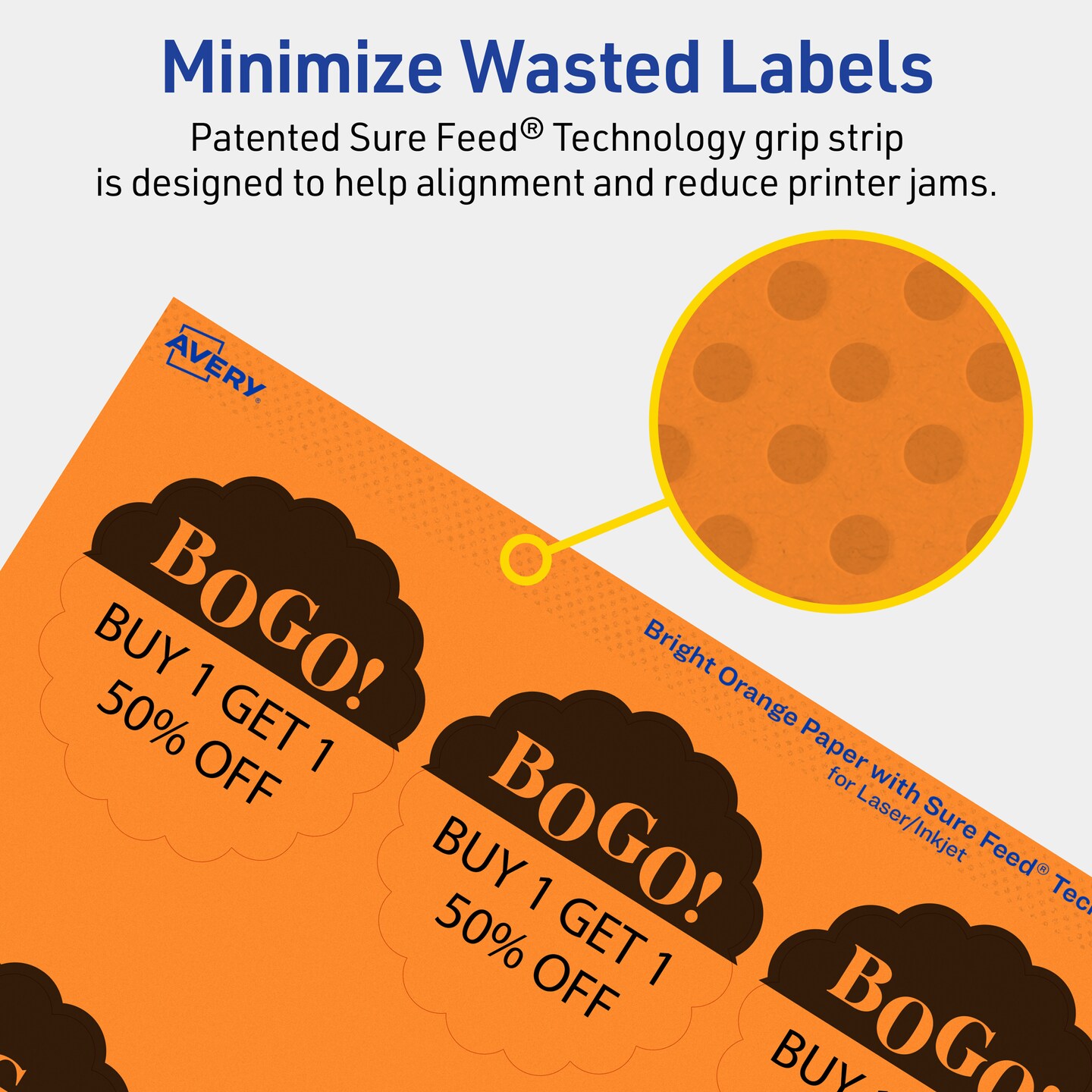 Avery Bright Orange Paper Labels, 2.5" Diameter Round Scalloped