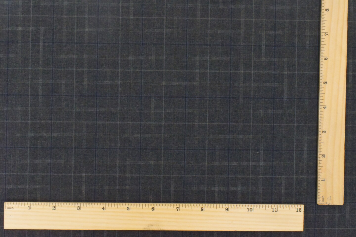 Night Gray-Blue-Multi Check Wool-Poly Woven Suiting Fabric By the Yard