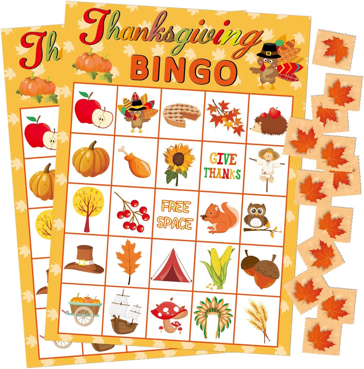 Thanksgiving Bingo Game 24 Players for Kids Holiday Party Craft Supplies