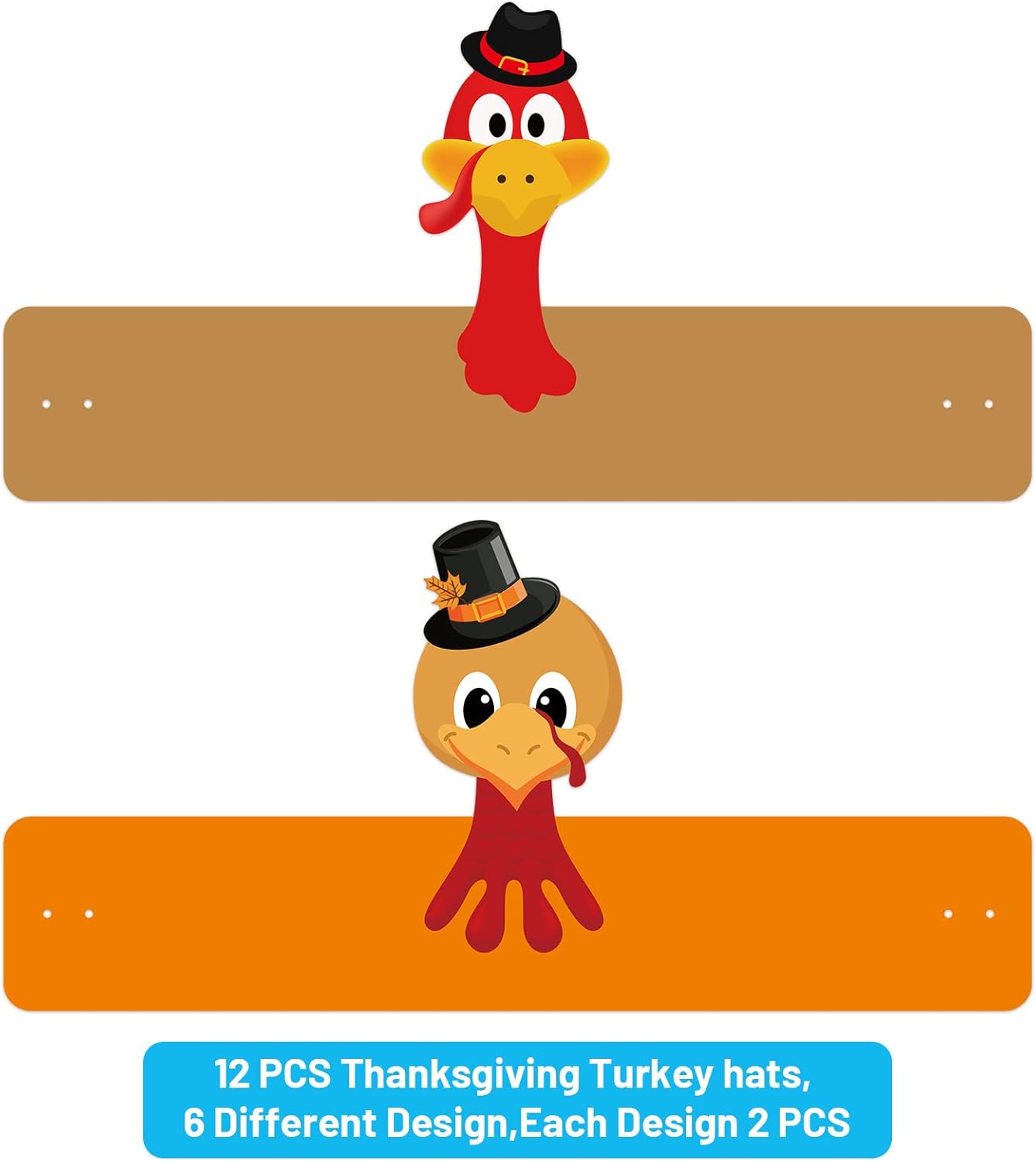 DIY Thanksgiving Turkey Craft Kits 12 PCS Fall Headbands Crowns Hats Party Decoration Supplies for Kids School Holiday Activity