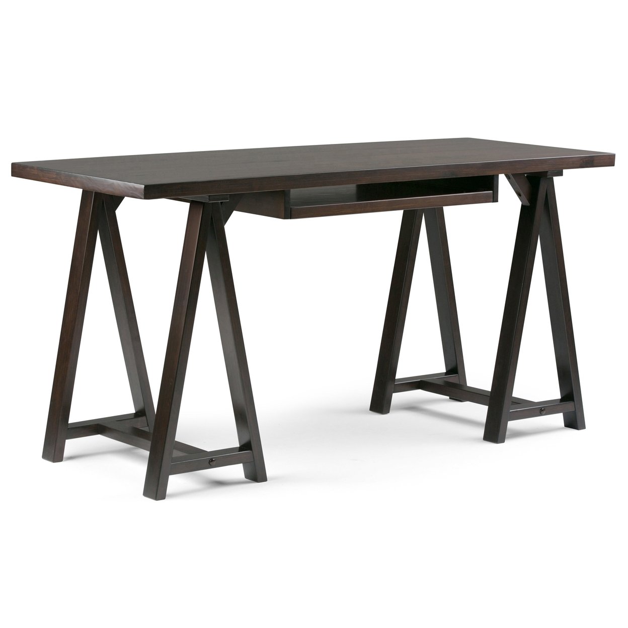 Simplihome Sawhorse Solid Wood Modern Industrial 60&#x22;Home Office Desk Table