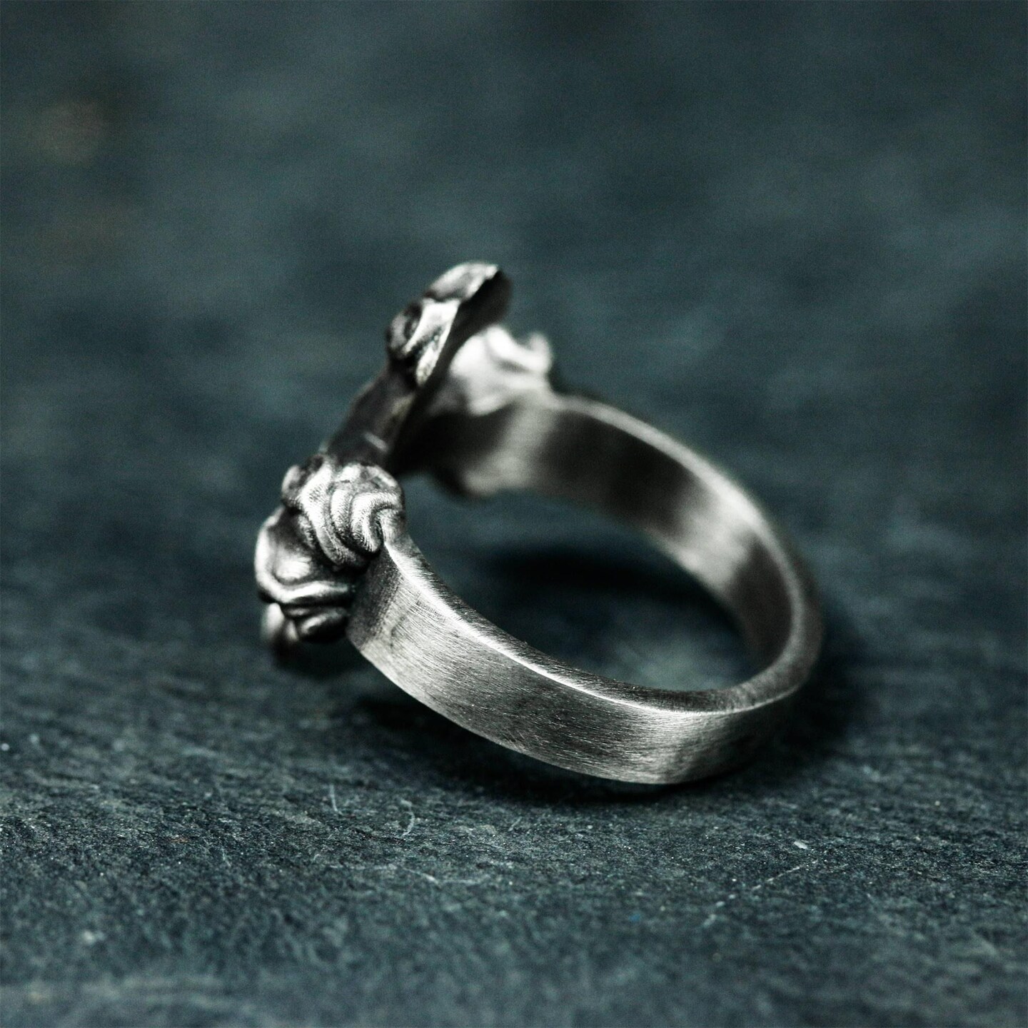 Iron Cross Ring with Barbed Tips - 925 Sterling Silver