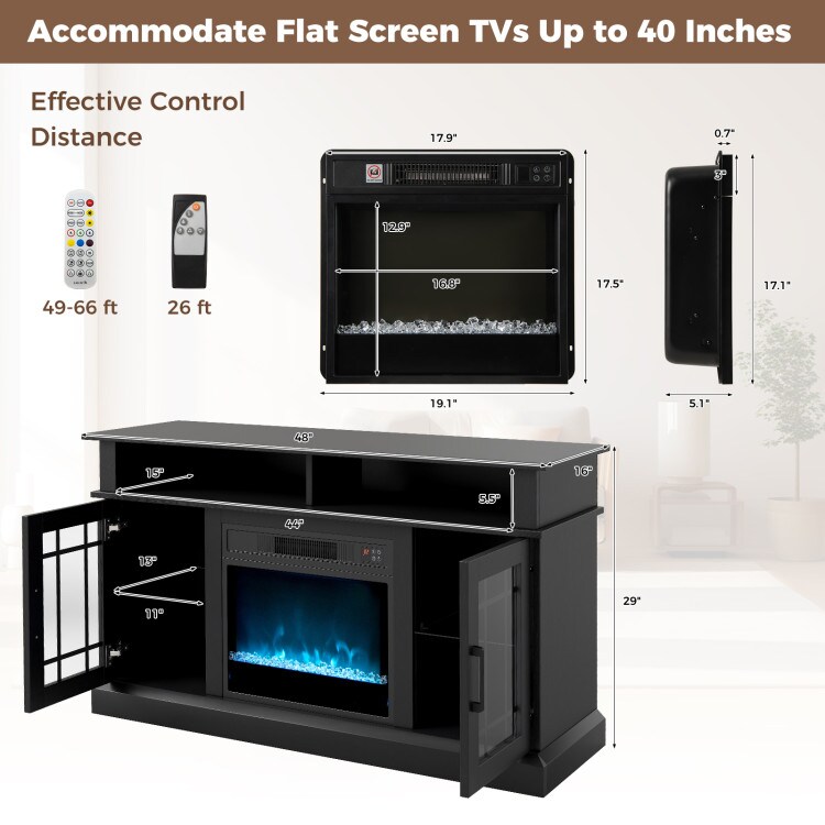 Electric Fireplace Media Console for TVs Up to 55 Inches