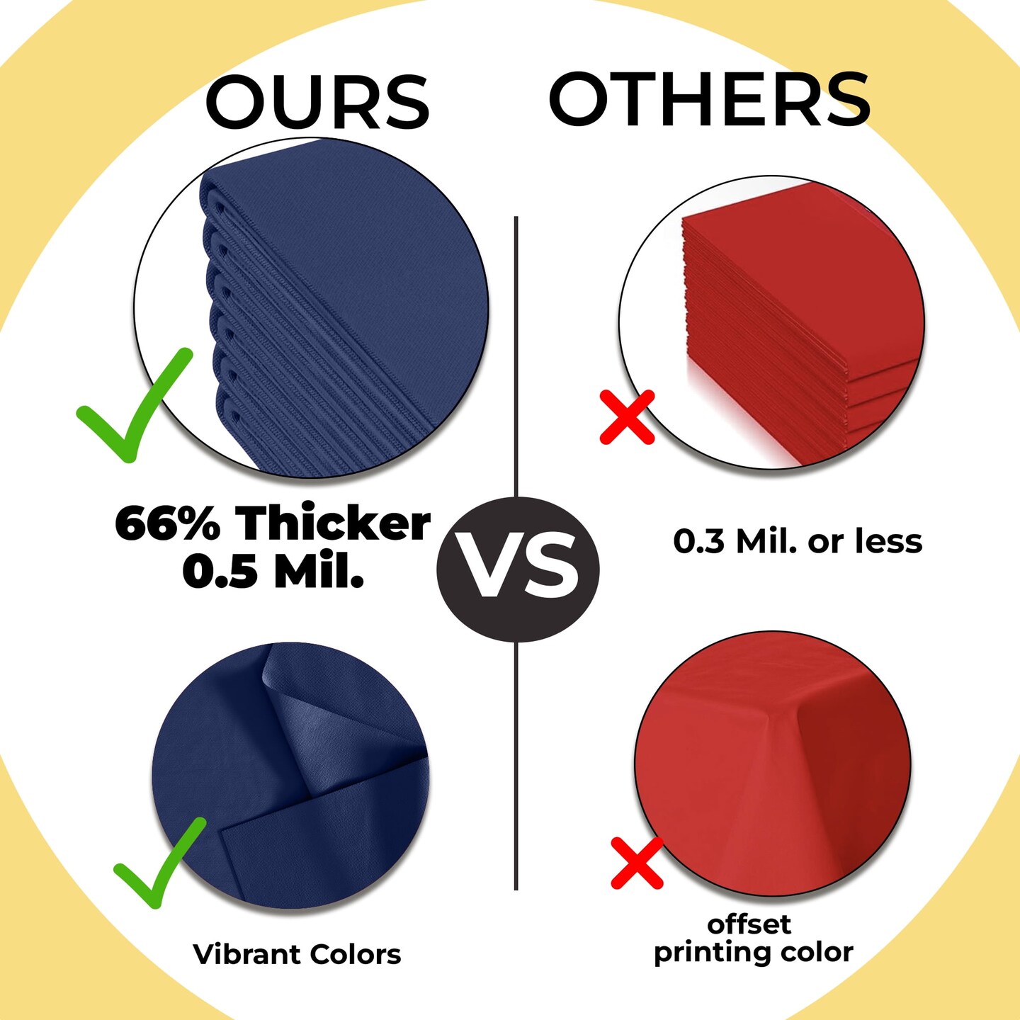 Exquisite 12-Pack Premium Plastic Tablecloth 54in. x 108in. Rectangle Plastic Table Cover