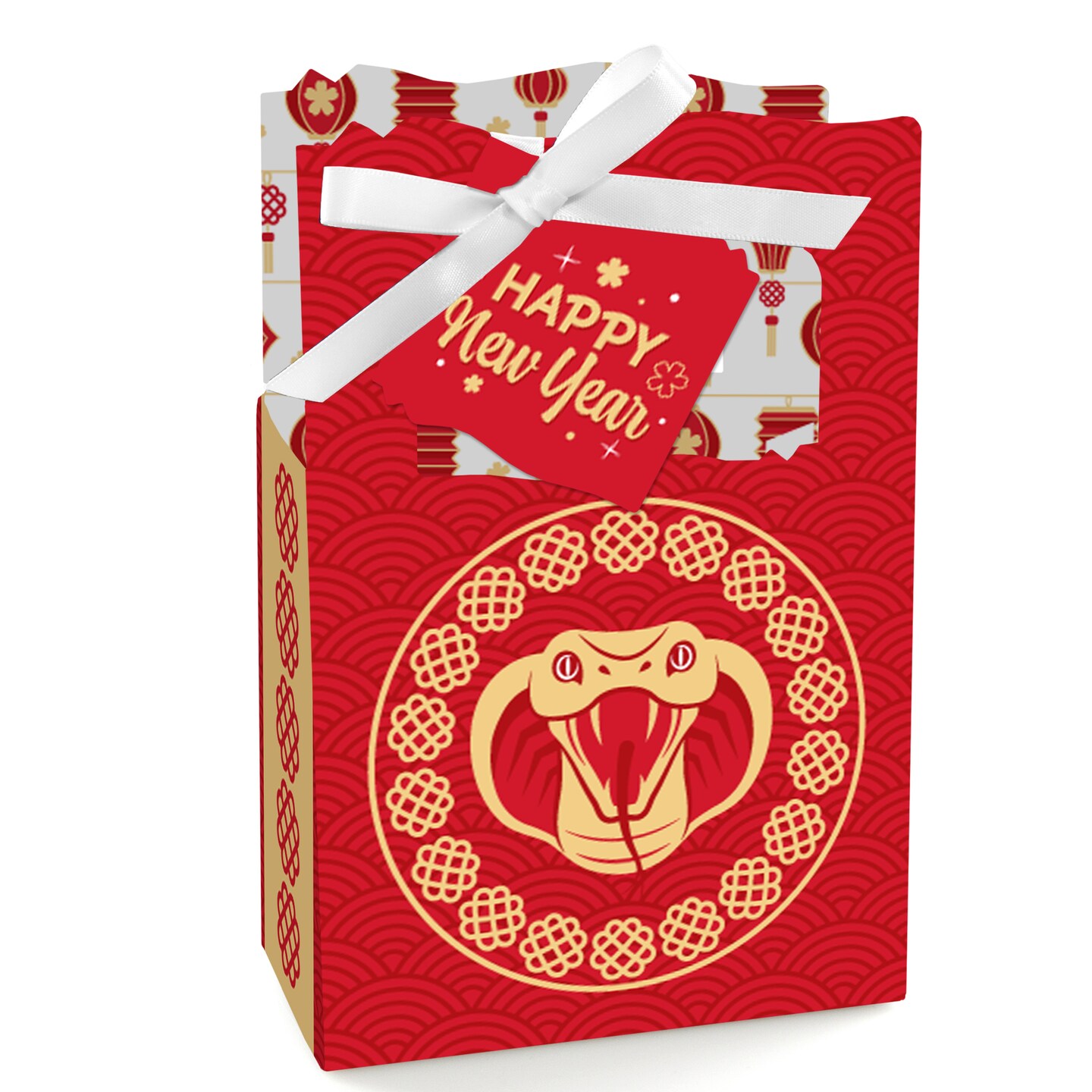 Big Dot of Happiness Lunar New Year - 2025 Year of the Snake Favor Boxes - Set of 12