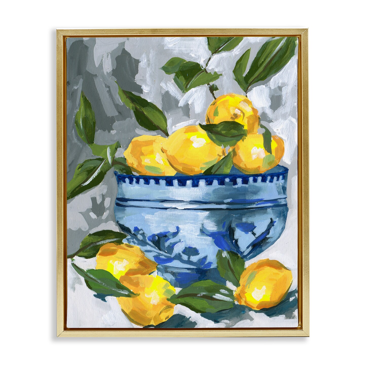 Stupell Industries Indigo & Lemon Bowl Floating Frame, design by Melissa Wang