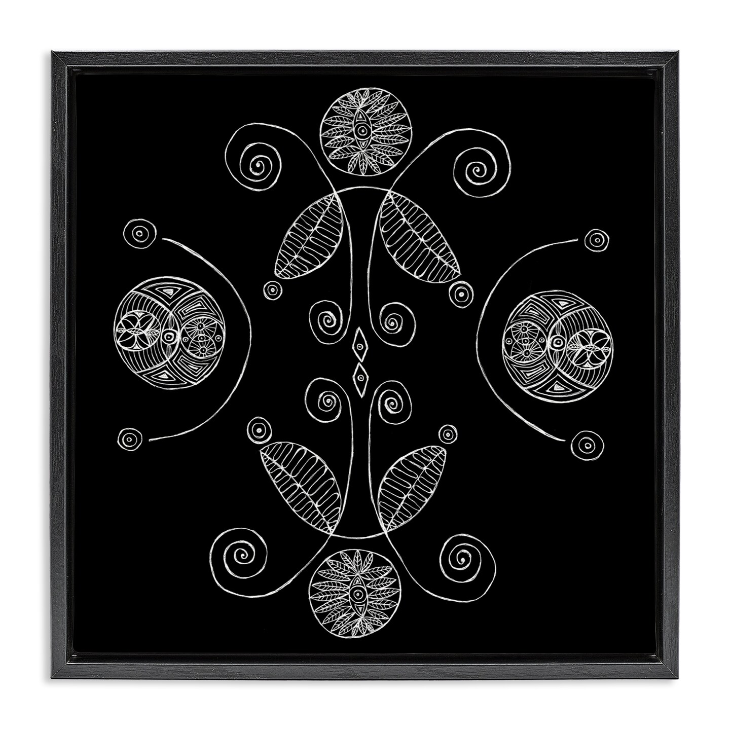 Stupell Industries Curved Fractals & Leaves Floating Frame, design by El Perkin