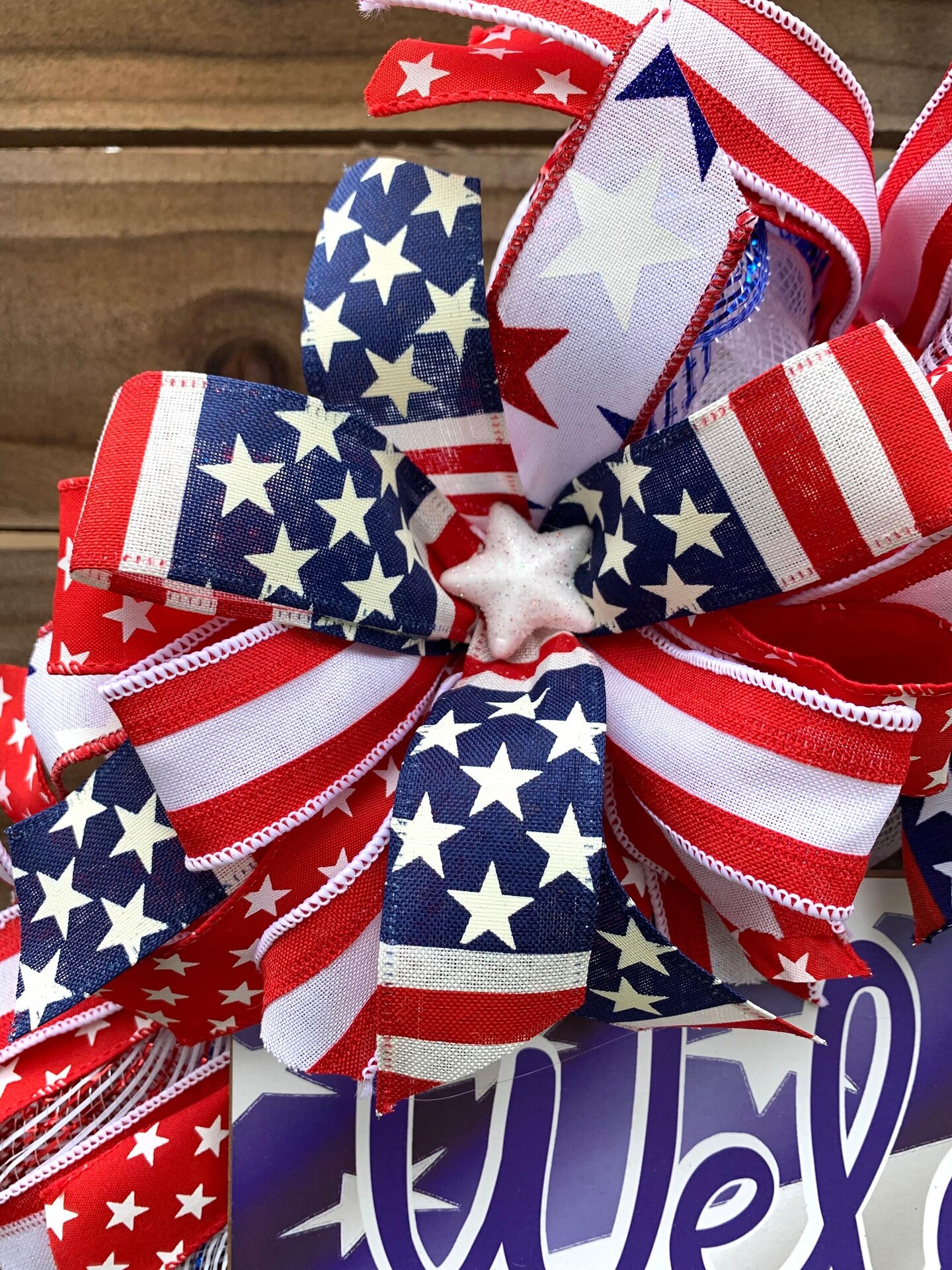 4th of July Wreath for front door, red white blue, Patriotic