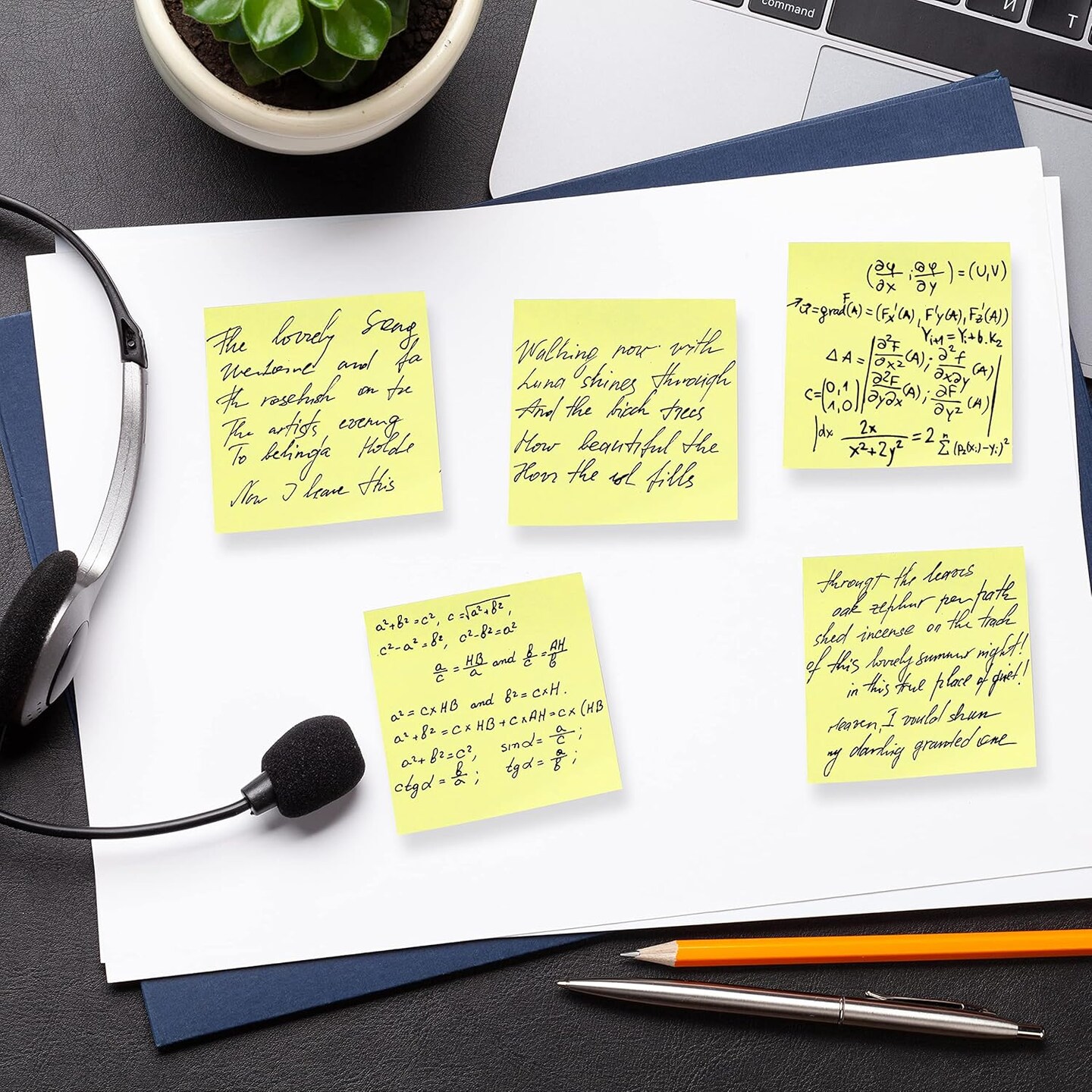 Sticky Notes, 12 Pads, Pastel Yellow Colors, Self-Stick Pads, Aesthetic, Colorful, Bulk