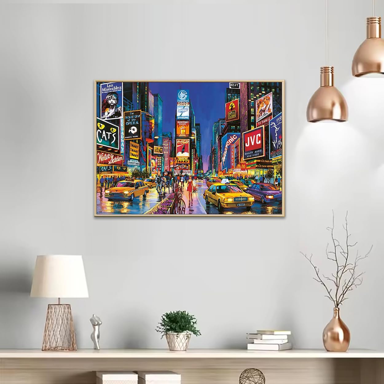 New York City Diamond Painting Kits for Adults,Times Square Diamond Art Kits for Adults Beginners,DIY 5D Gem Art Paints with Diamond Home Wall Decor 12x16 inch