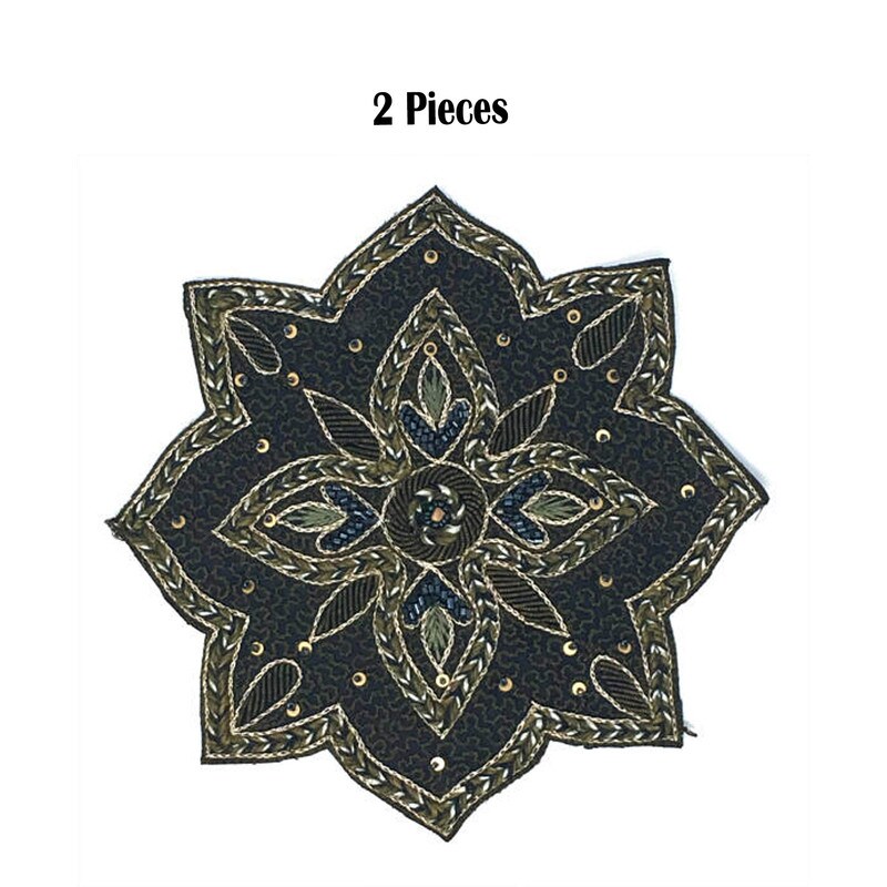 Handmade Embroidered Beaded Patch Emblem 8&#x22;