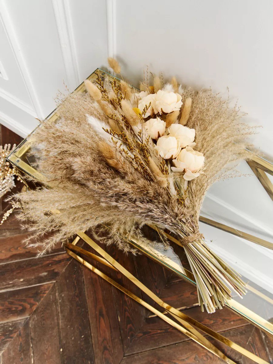 Natural Pampas Grass Mixed Bouquet Dried Flowers Bouquet for Wedding Boho Flowers Home Table Decor Desk Decor, Rustic Farmhouse Decor