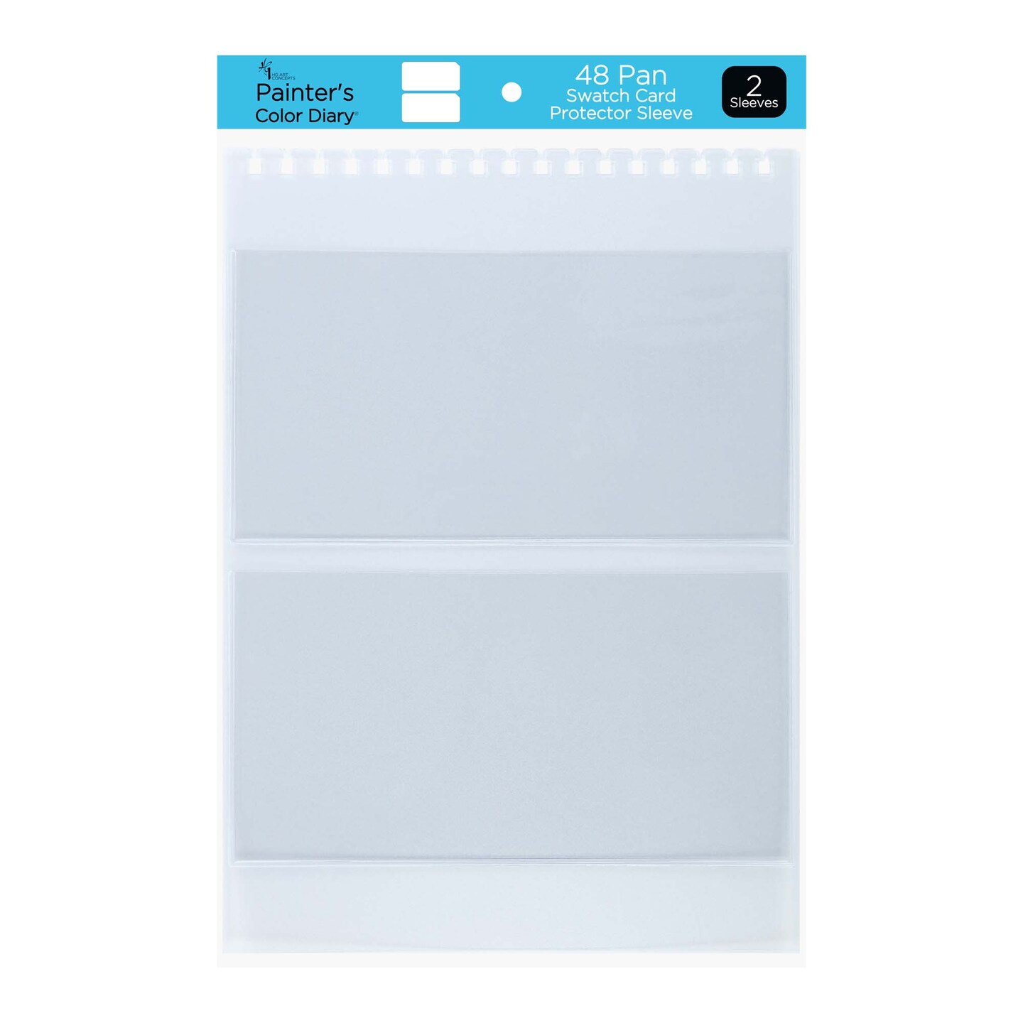 HG Art Concepts Painters Color Diary Swatch Card Protector Sleeves - Pack of 2, Size 48, 2 Card Pockets Per Sleeve, Clear Polypropylene, Fit Size 48 Swatches