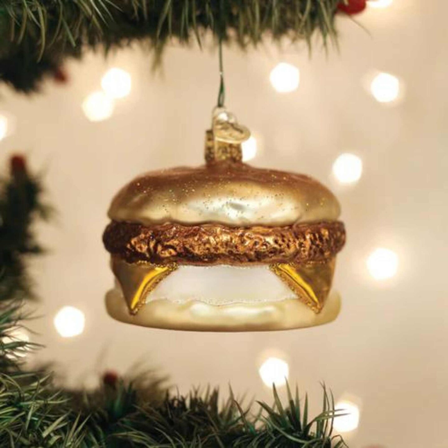 Old World Christmas 2.5 Inch Breakfast Sandwich Christmas Tree Ornament , Ornament Egg Cheese Sausage