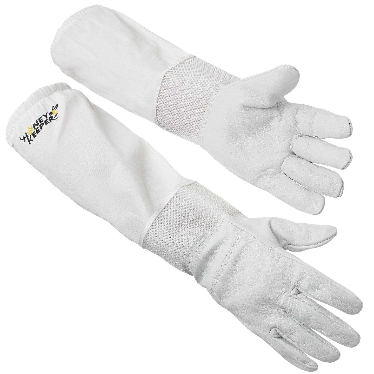 Honey Keeper Beekeeping Gloves - Goatskin Leather with Ventilated Canvas Sleeve and Elastic Cuff
