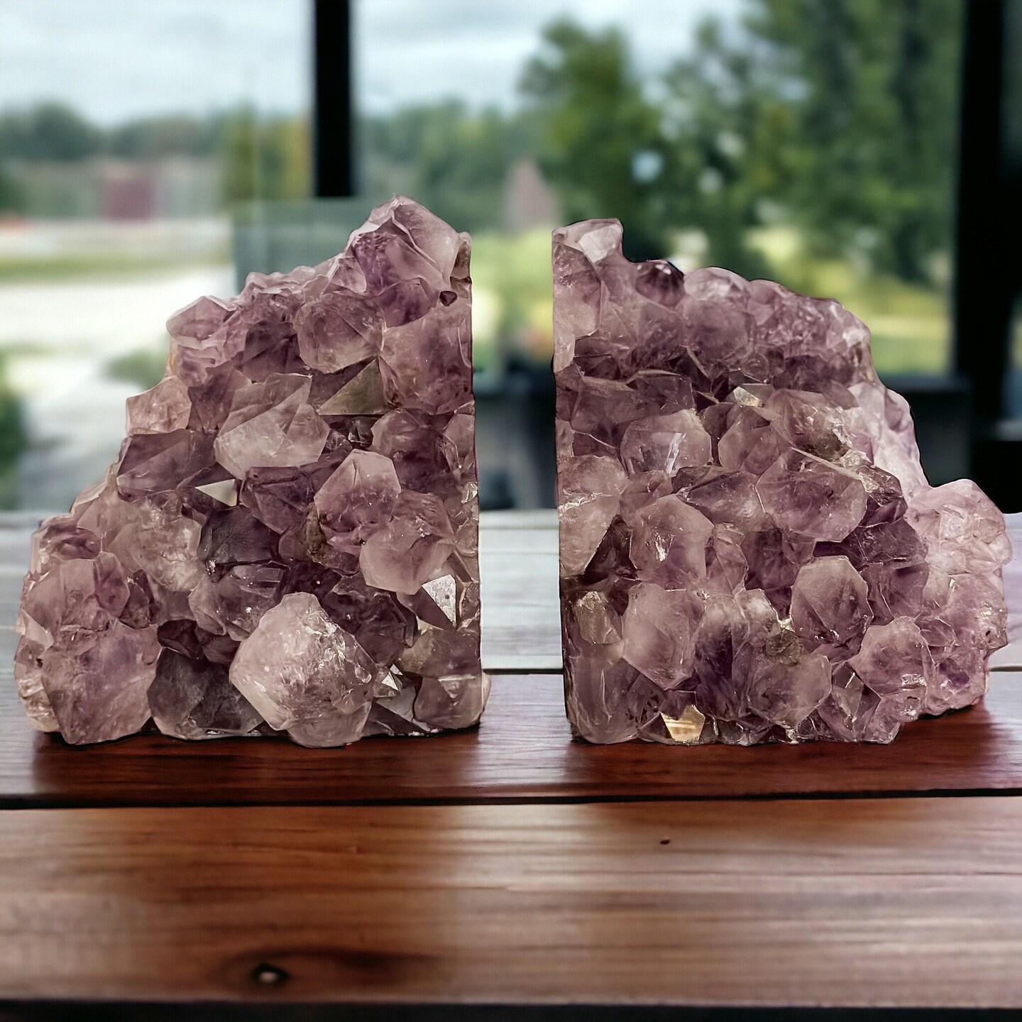 Amethyst Cluster Bookends Featuring Solid Large Gemstone Points