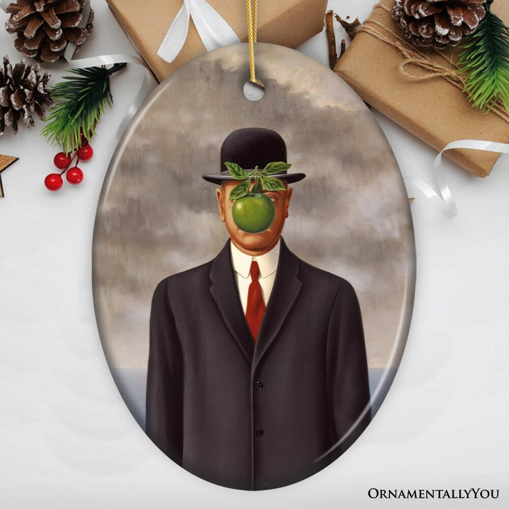 Ren&#xE9; Magritte The Son of Man Ornament, Vintage Surrealism Painting Christmas Decor