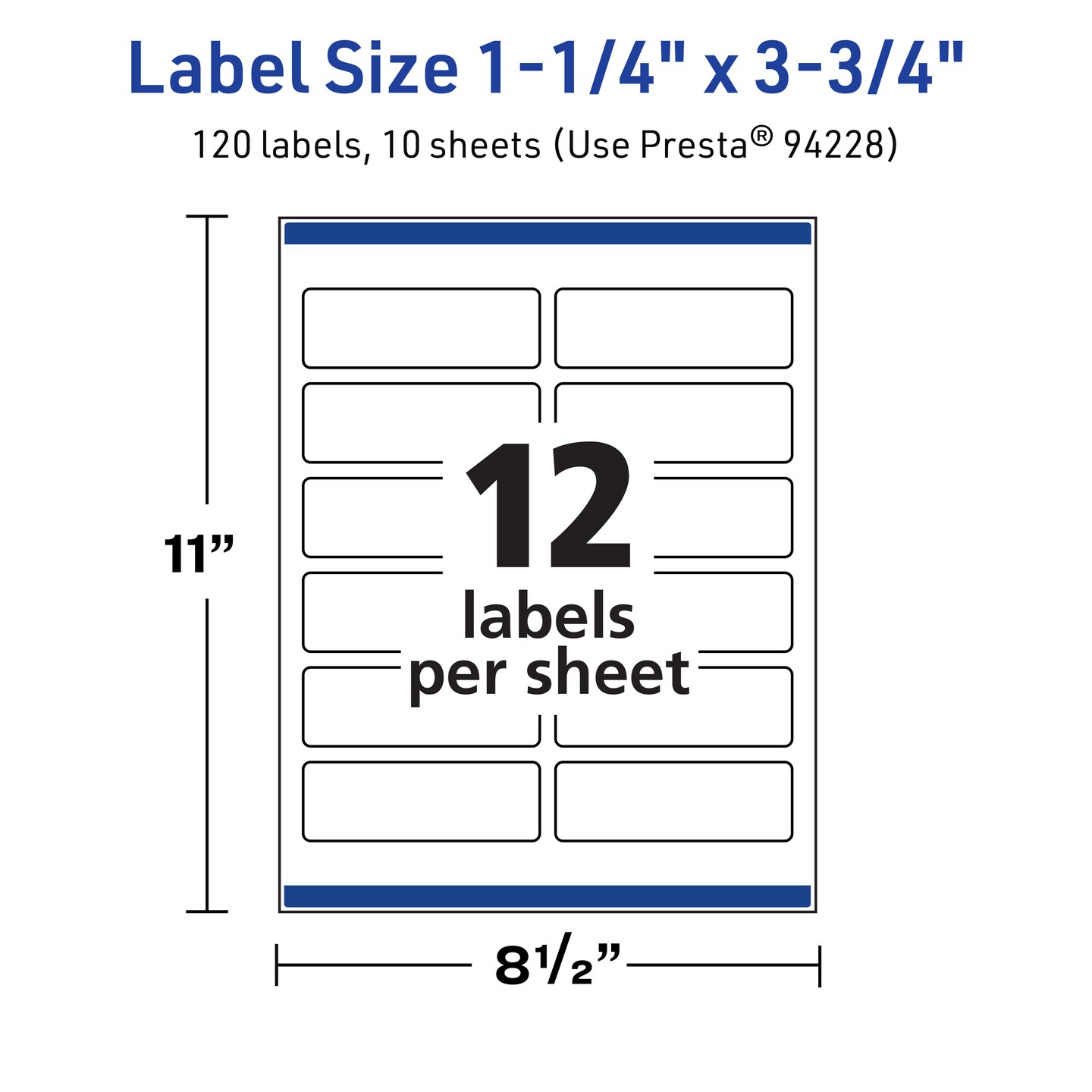 Avery TrueBlock Matte White Paper Labels, 1-1/4" x 3-3/4" Rectangle