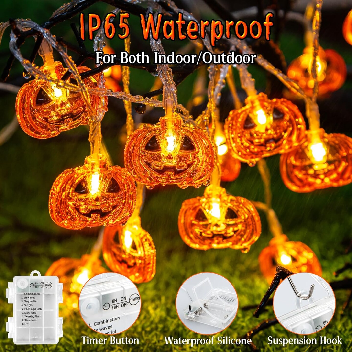 Halloween Lights Pumkin Lights 10FT 20LED(Orange)