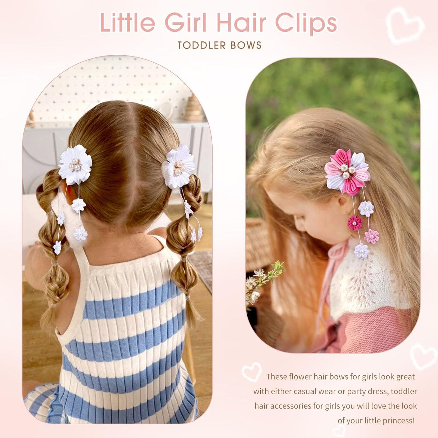 6PCS Flower Hair Bows Clips (Flower Bows-A)