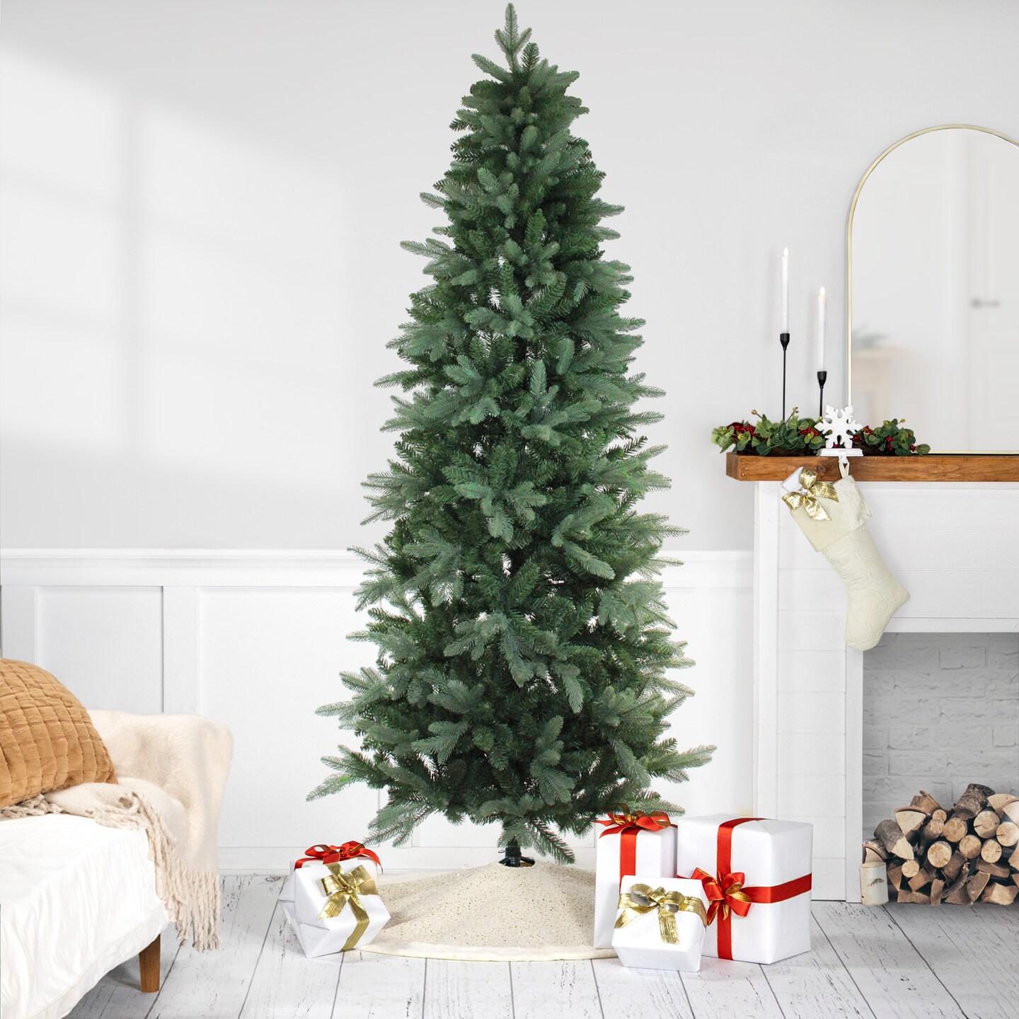 Northlight Real Touch™️ Green Slim Washington Frasier Fir Artificial Christmas Tree - Unlit - 7.5'
