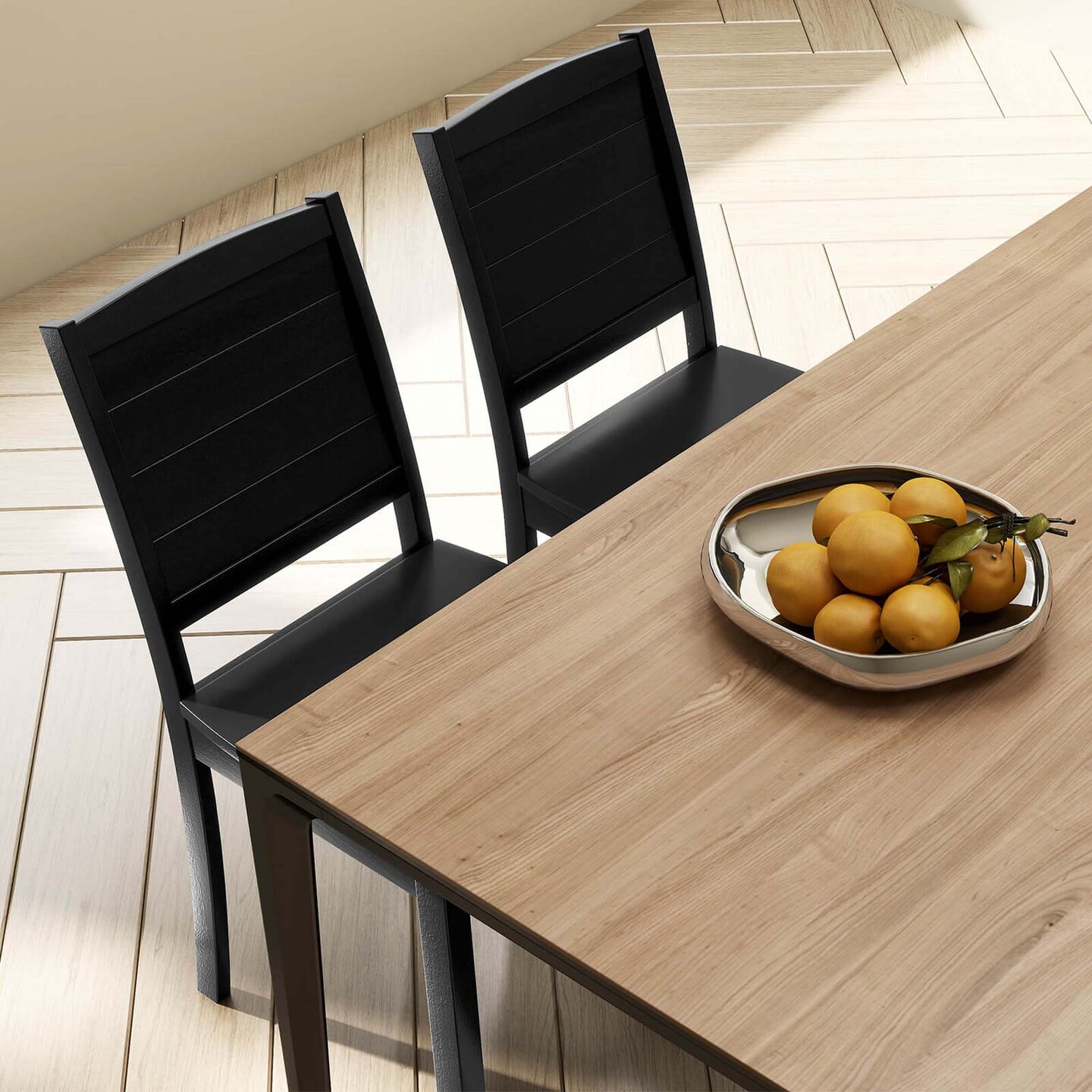 Costway Armless Wood Dining Chair Set of 2 with Rubber Wood Legs Curved Backrest Kitchen White/Black