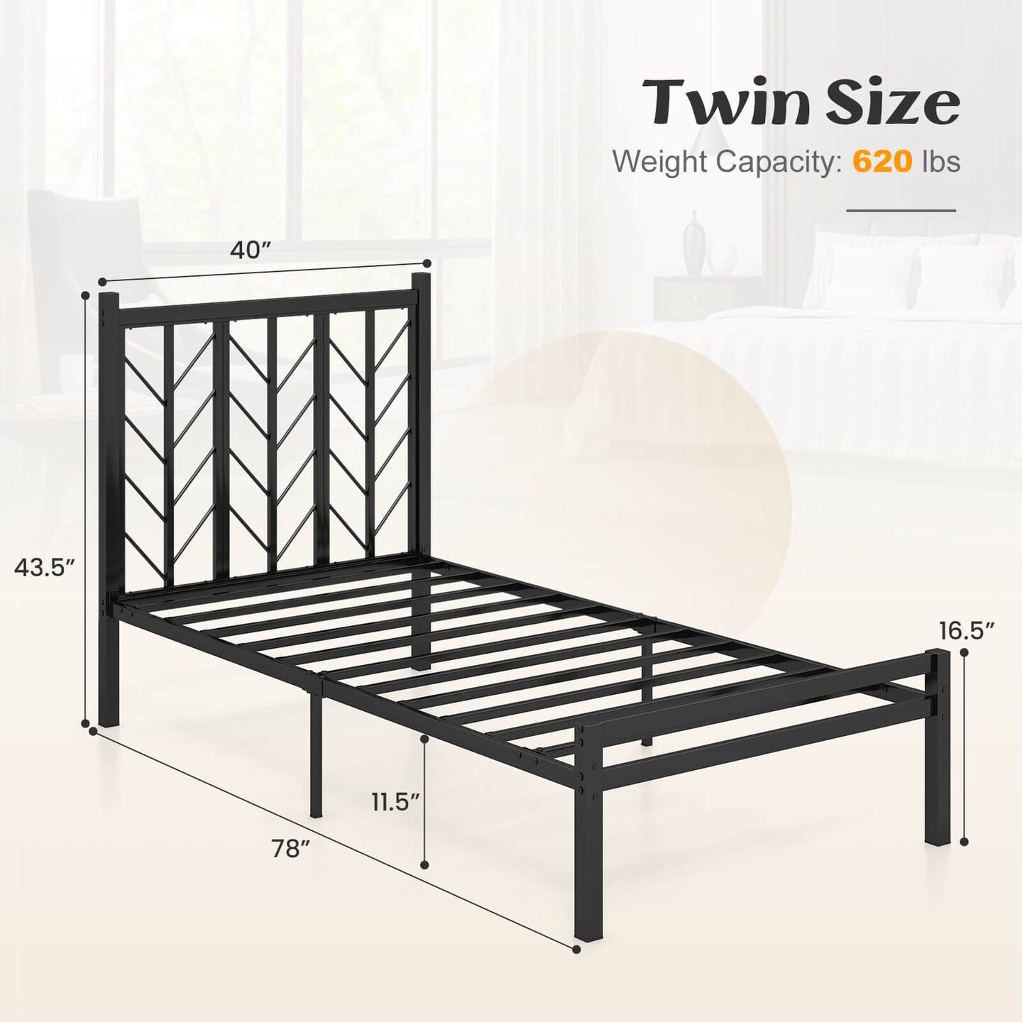 Costway Twin/Full/Queen Size Platform Bed with Headboard 11.5" Under Bed Storage Easy Assembly