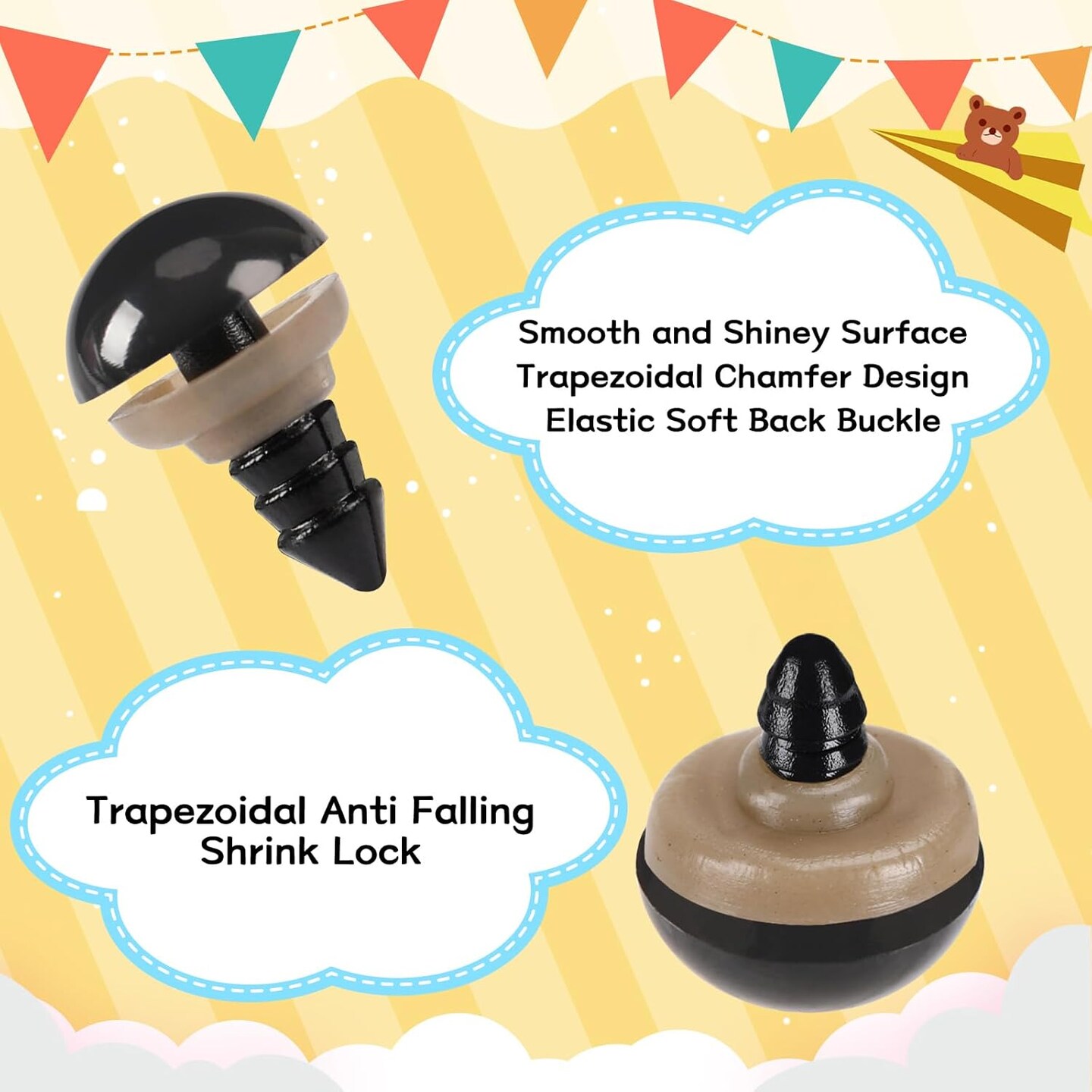 600PCS 10mm Black Plastic Safety Eyes with Washers for Amigurumi, Crochet Dolls, Stuffed Animals & DIY Crafts