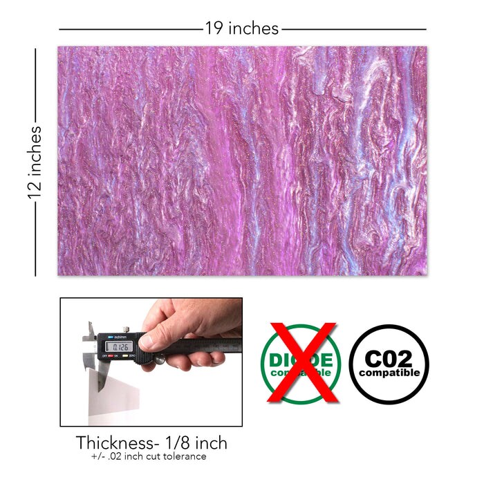 ColorWave Acrylic 2.6mm (1/8th Inch), 12x19 inch | CO2 Laser & CO2 Glowforge Ready, Special Pattern Cast Acrylics, Craft Closet Brand