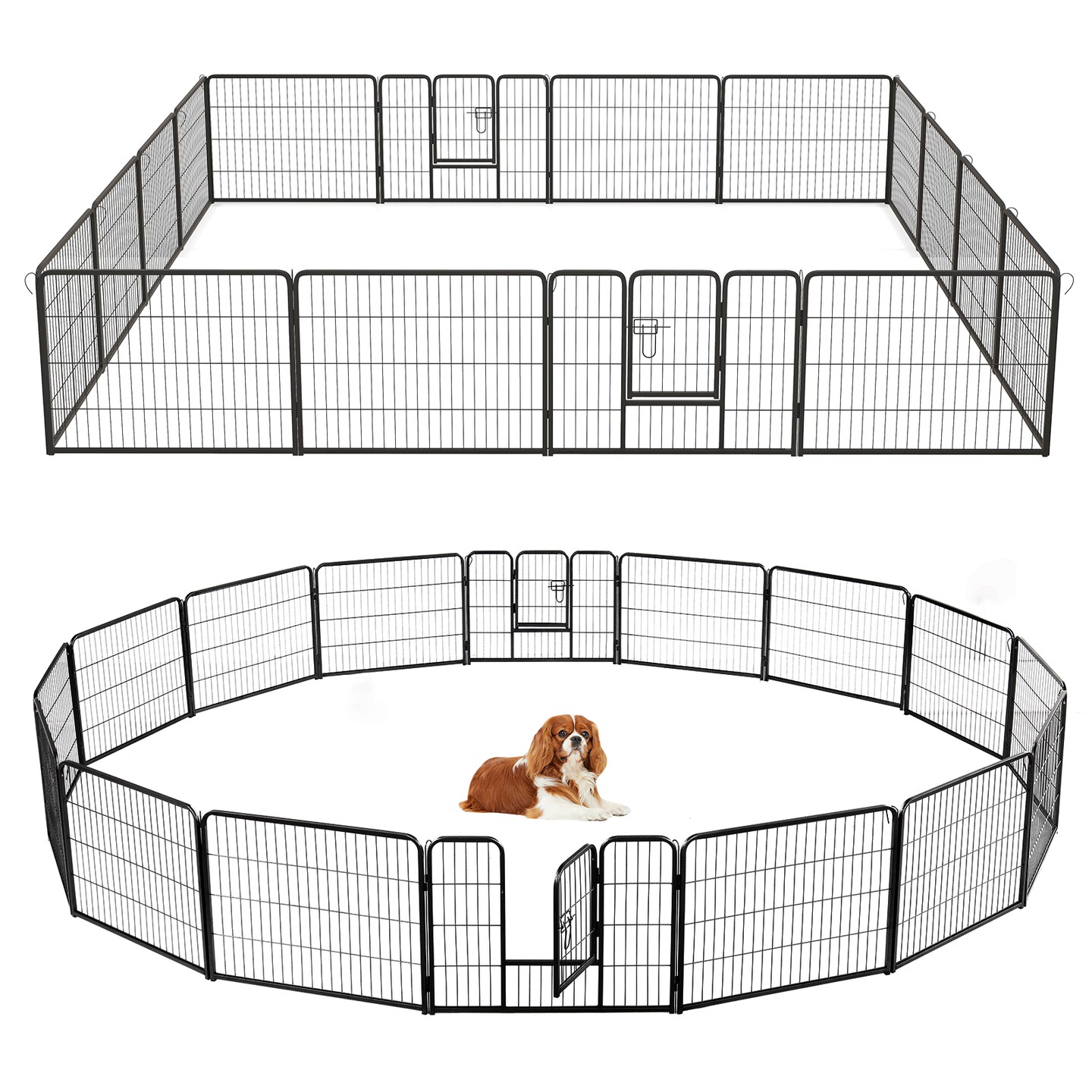 Black Metal Dog Playpen with Lockable Door and Customizable Size Options