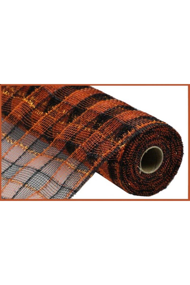 10.5&#x22; Poly Deco Tinsel Mesh Ribbon: Orange/Black (10 Yards)