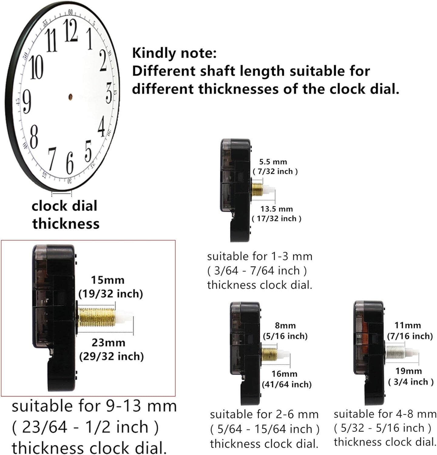12888 23mm Shaft Clock Movement with 2 Spade Hands to Fit Dials up to 40 cm&#xFF08;15.7 Inches&#xFF09; in Diameter.