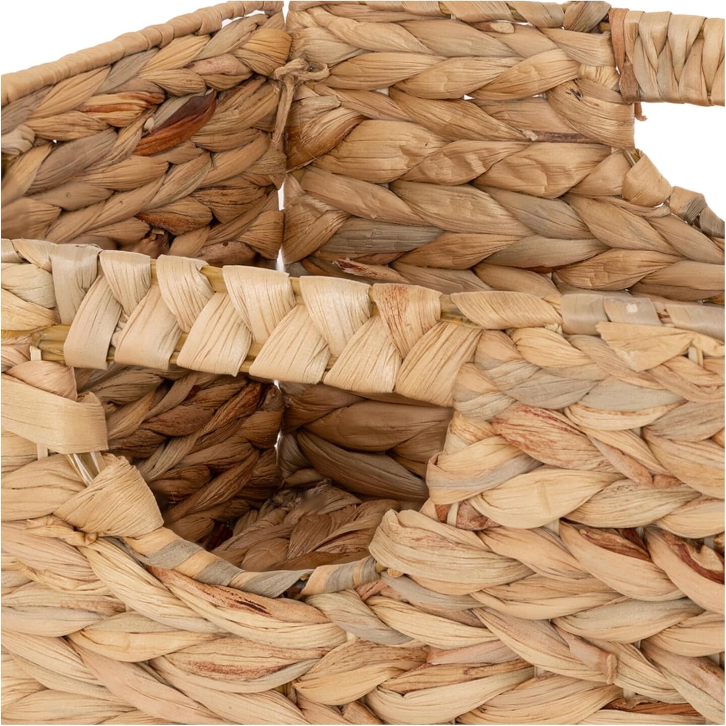 Classics Premium Natural Handwoven Portable Laundry Bin Basket with Carrying Handles, Household Storage for Clothes, Linens, Sheets, Toys, Natural Water Hyacinth, Rectangular