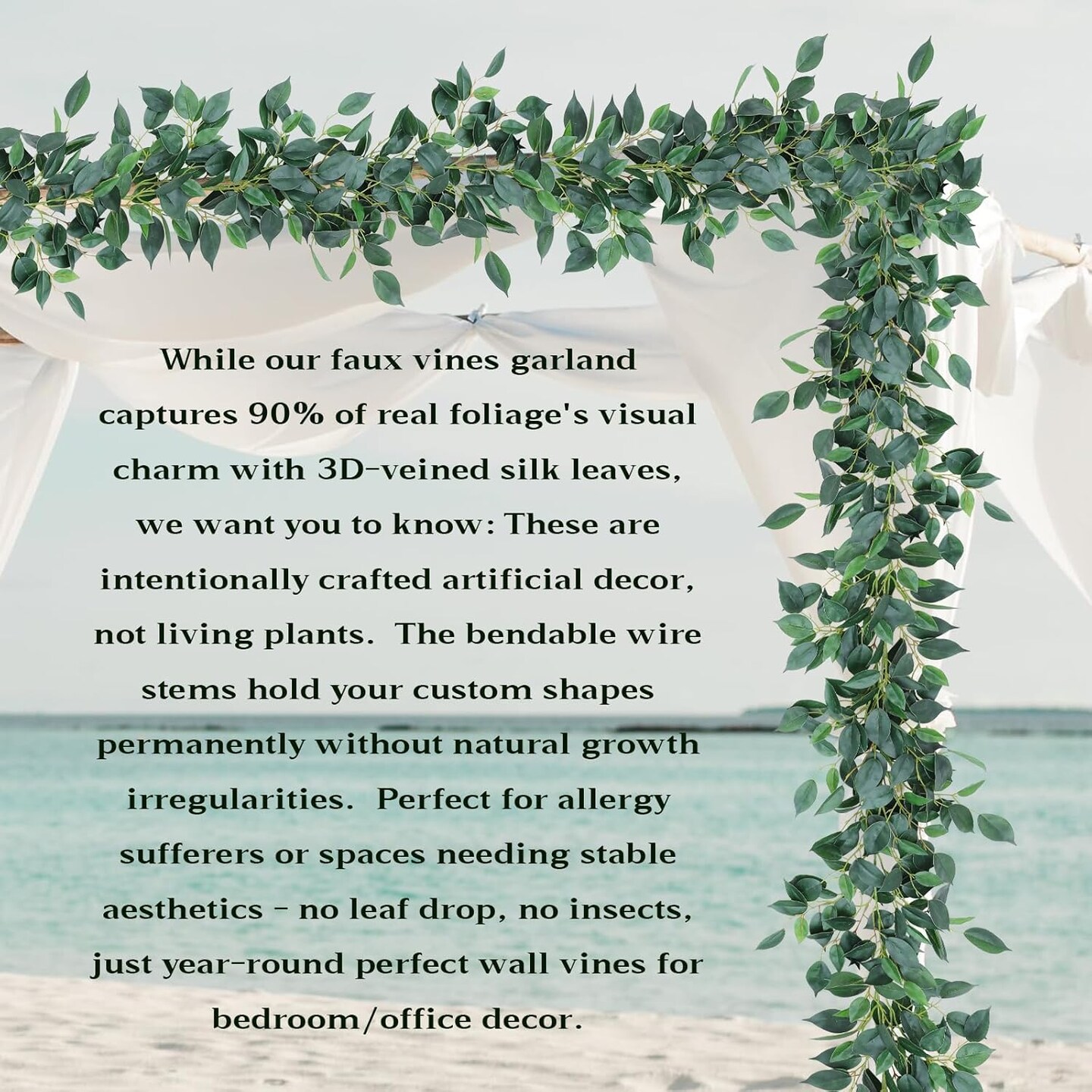 Artificial Ivy Vines Garland 6.56Ft Fake Vines with Lush Silk Greenery Leaves Faux Hanging Plants for Room Greenery Decor in Wall Bedroom Wedding Balcony and Home Greenery Decoration Willow