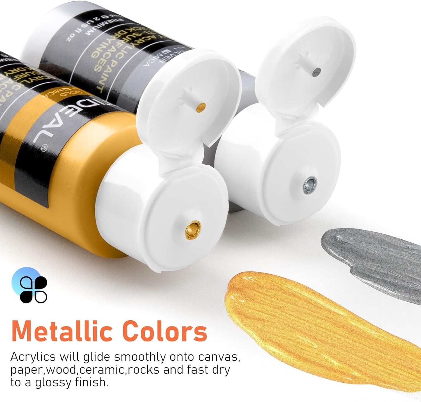 Acrylic Paint Set with Paint Brushes, 24 Colors(59ml, 2 oz) Art Craft Paint for Adults and Kids, Perfect for Artist, Beginner, Ideal for Wood, Canvas, Rocks, Outdoor Painting Supplies