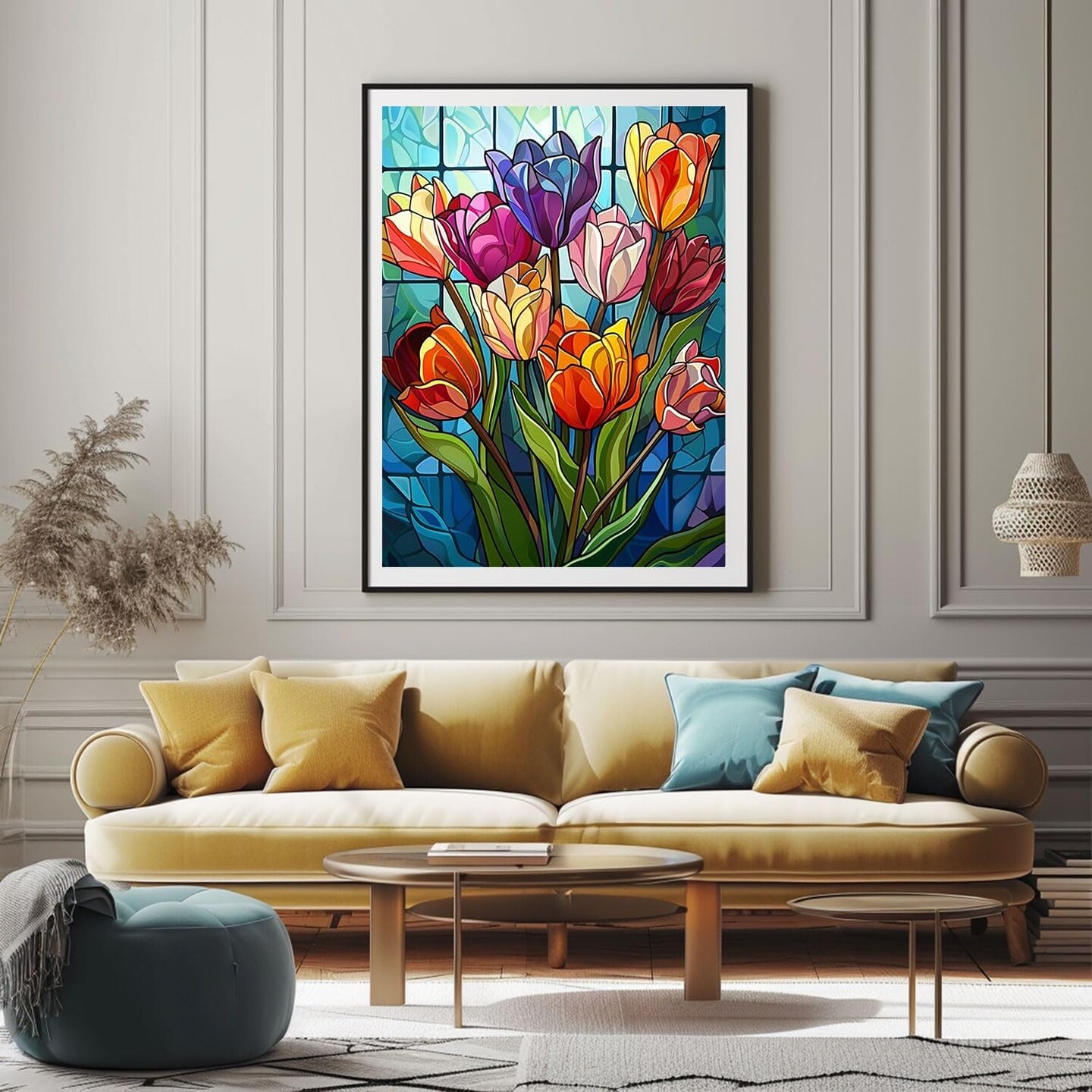 Diamond Painting Kits for Adults- Colorful Tulip with Glass Art