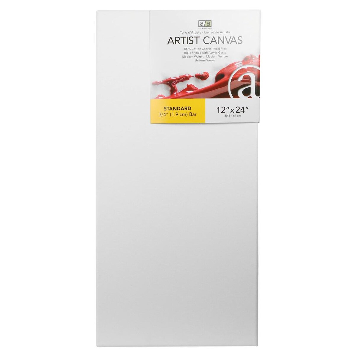 Art Advantage Artist Canvas Visual Edge 12x24, Stretched Canvas for Painting, Blank Canvas for Acrylics &#x26; Oils, Canvases for Artists, Professional Pre-Stretched Canvas