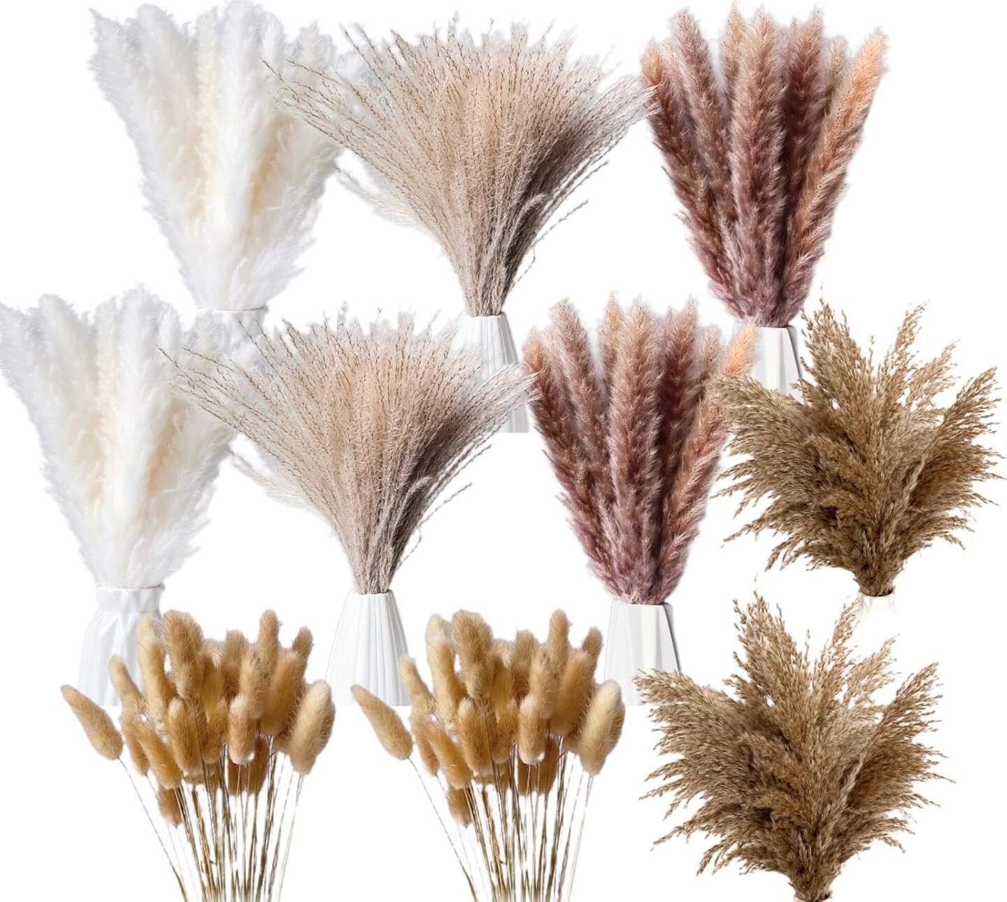 300 Pcs Dried Pampas Grass Bulk, Boho Dried Flowers Bouquet Pampas Grass Decor
