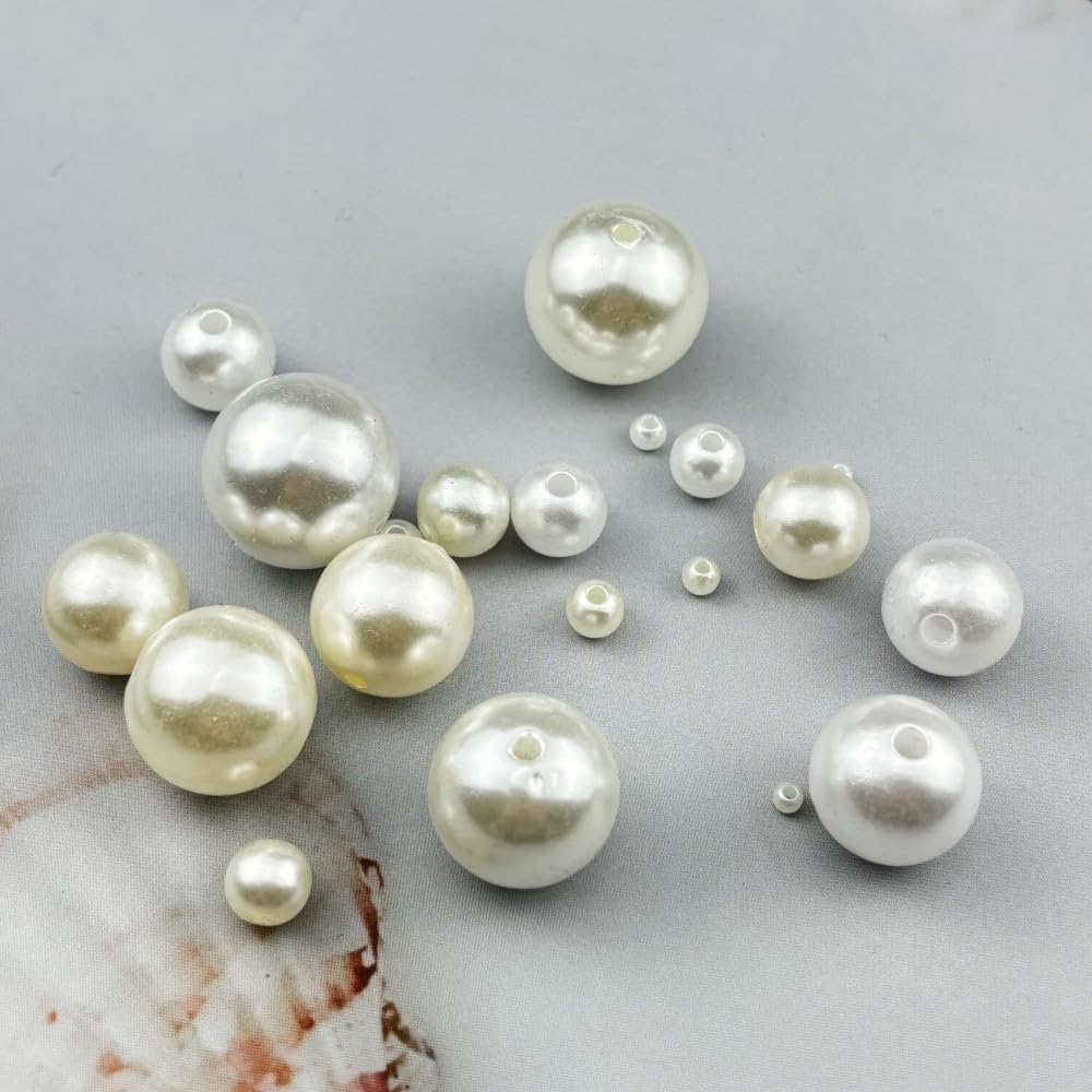 4000pcs 4mm Pearl Beads Ivory Round Pearl Beads with Hole Loose Pearl Beads for Jewelry Making DIY Craft Bracelets Necklaces Earrings Vase Fillers Home Wedding Decoration
