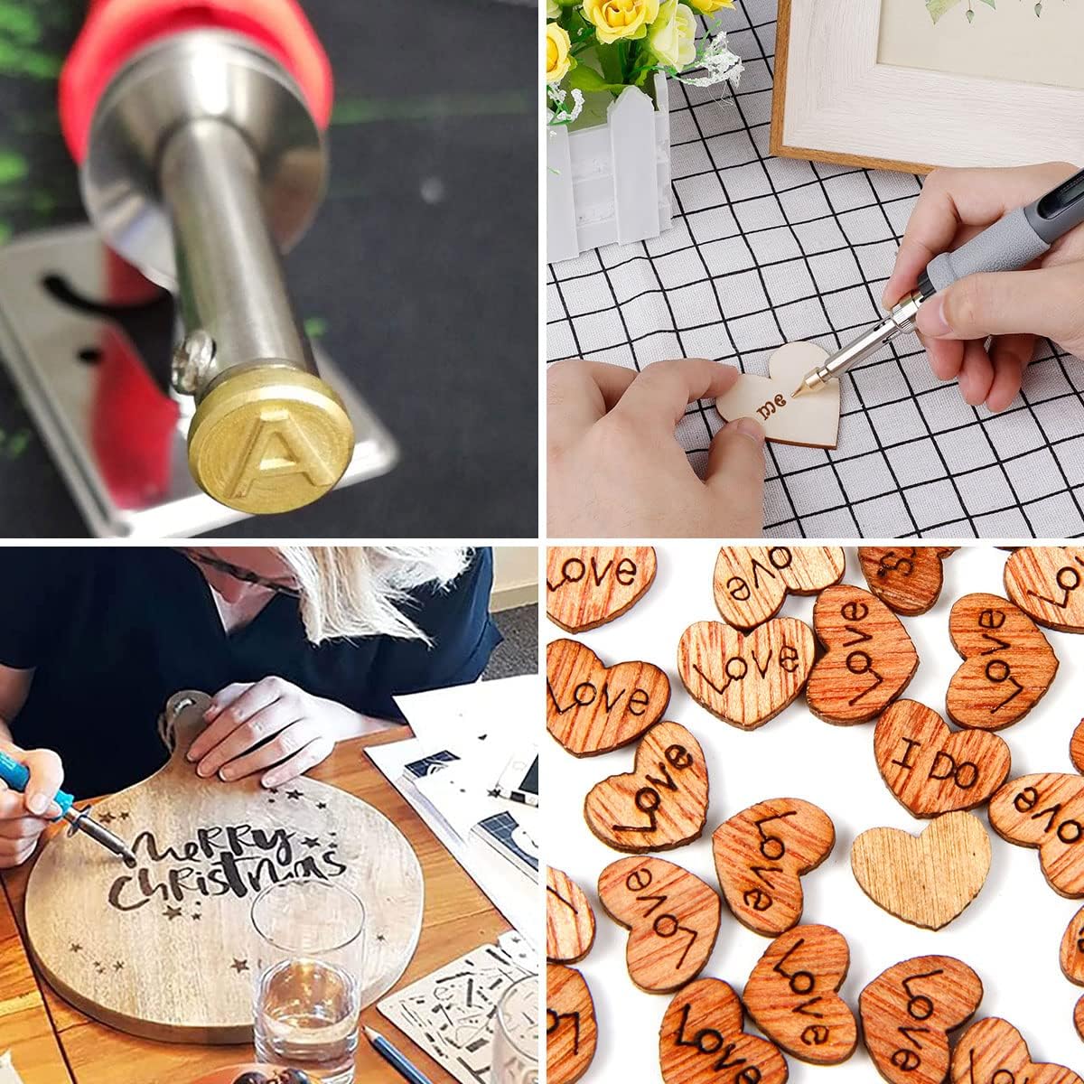 56Pcs Wood Burning Tip Set Letter Wood Burning Tool Including Alphabet Number Symbol Brass Alphabet Number Template for DIY Embossing Carving Craft Wood Burning