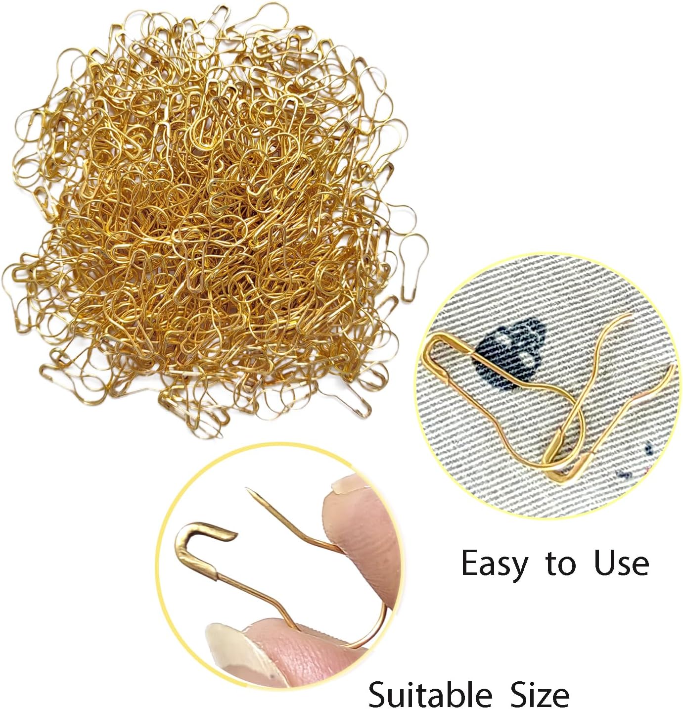 500Pcs Gold Bulb Pins 0.8&#x22; Gourd Safety Pin
