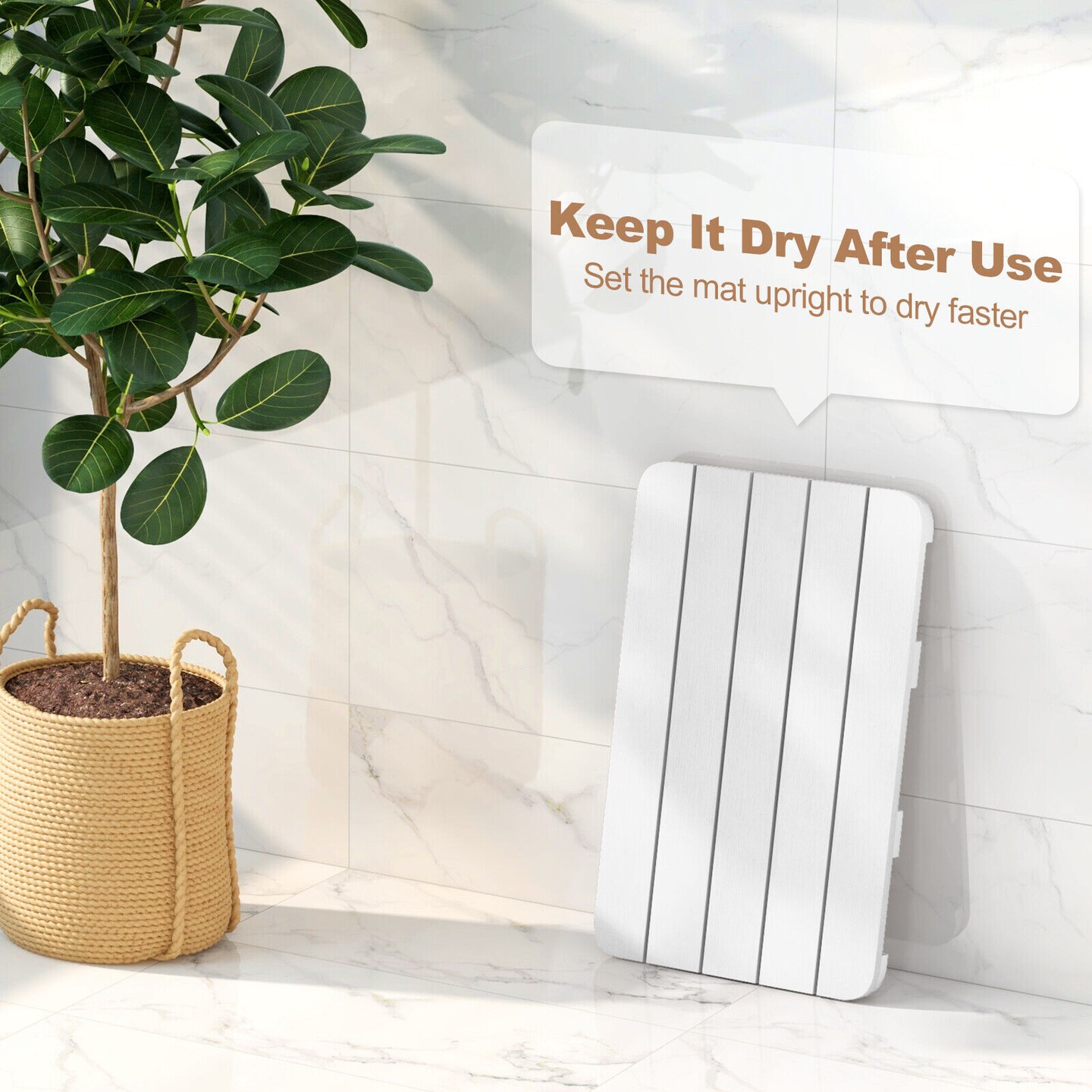 HIPS Spa Shower Mat with Non Slip Foot Pads and Rounded Smooth Edges Ideal for Indoor and Outdoor Use