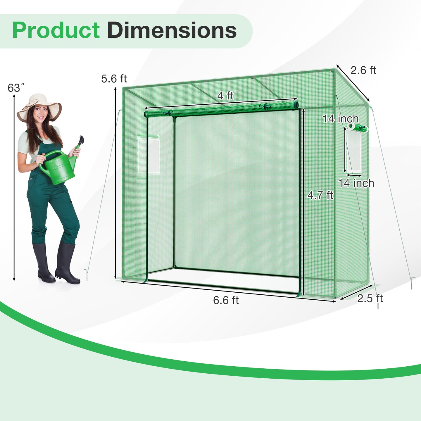Green PE Walk-In Greenhouse with Weather-Resistant Cover and Ventilation