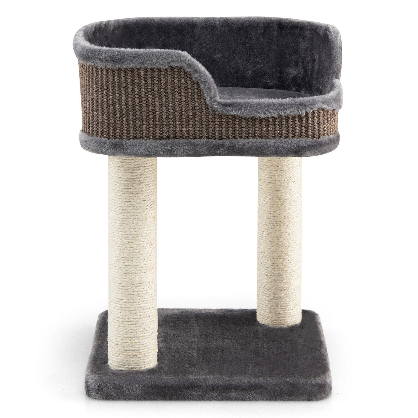 Grey Kitten Climbing Tree with Sisal Posts and Large Plush Perch Ideal for Indoor Cats