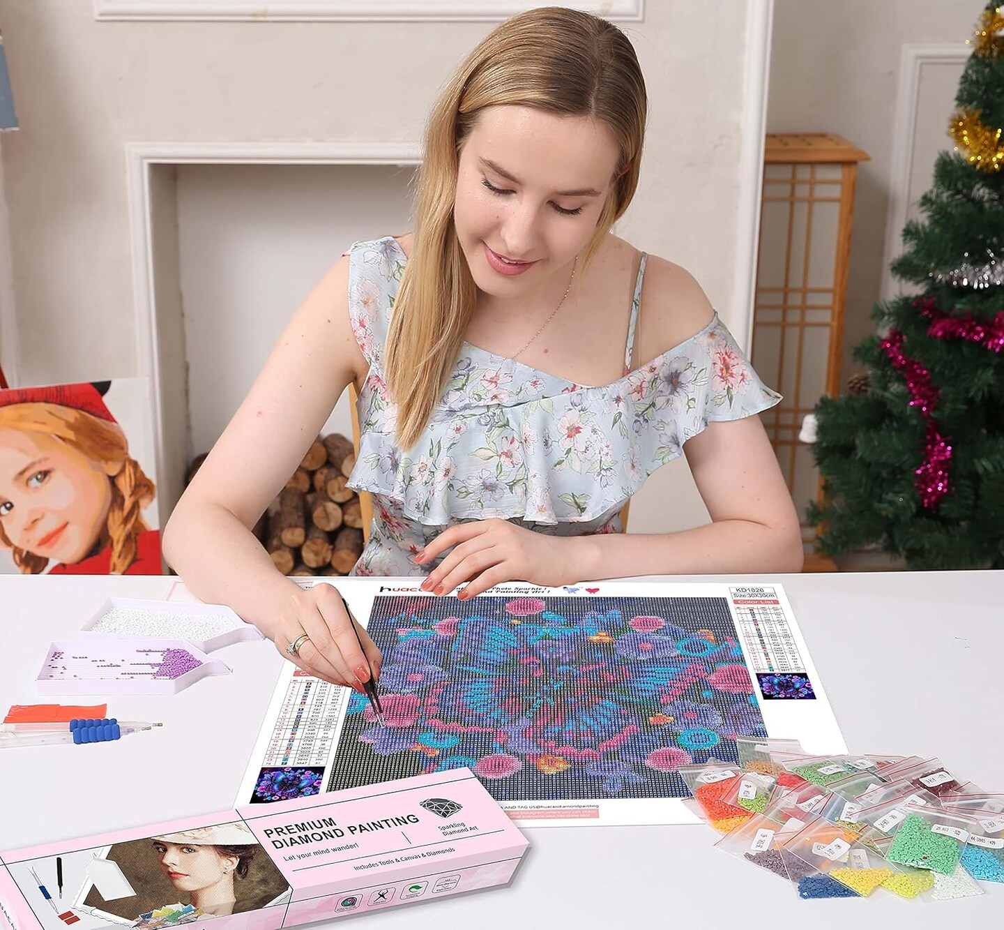 Butterfly Diamond Painting Kit – Full Drill Square Diamond Art for Adults, Gem Art Canvas Wall Décor, 11.8" x 11.8" (30 x 30 cm)