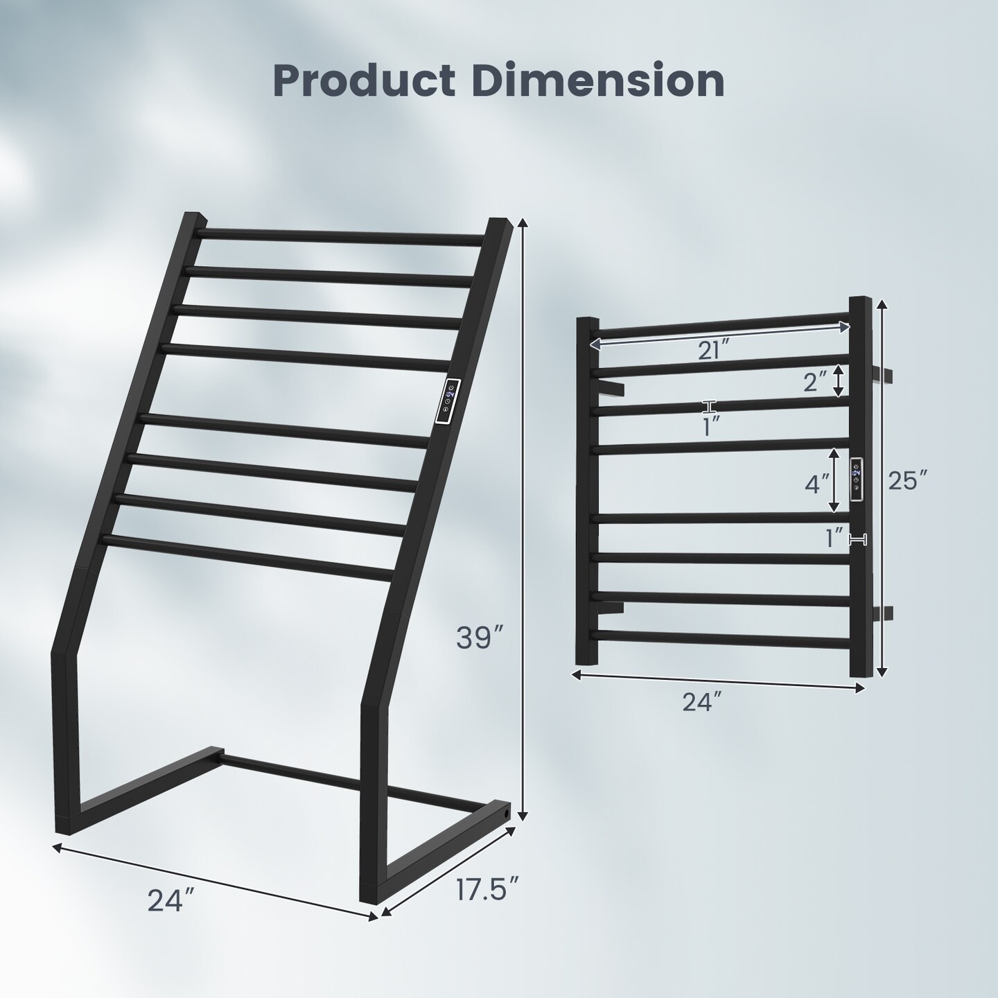 Wall-Mounted or Freestanding Heated Towel Rack with LED Display and Timer