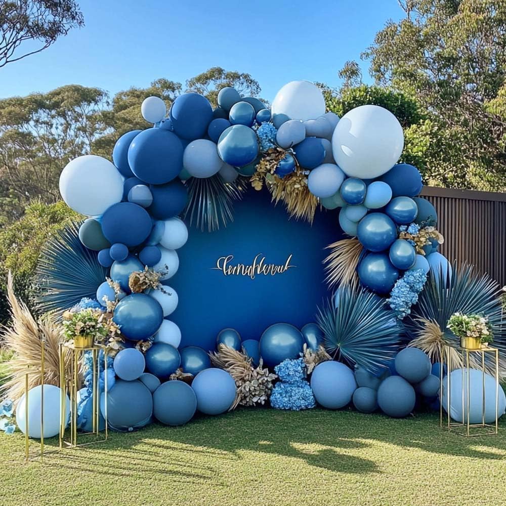 Dusty Blue Balloon Arch - Double Stuffed Dark Blue Balloons Garland Kit Different Size for Happy Birthday Baby Shower Baptism Graduation Wedding Party Decorations