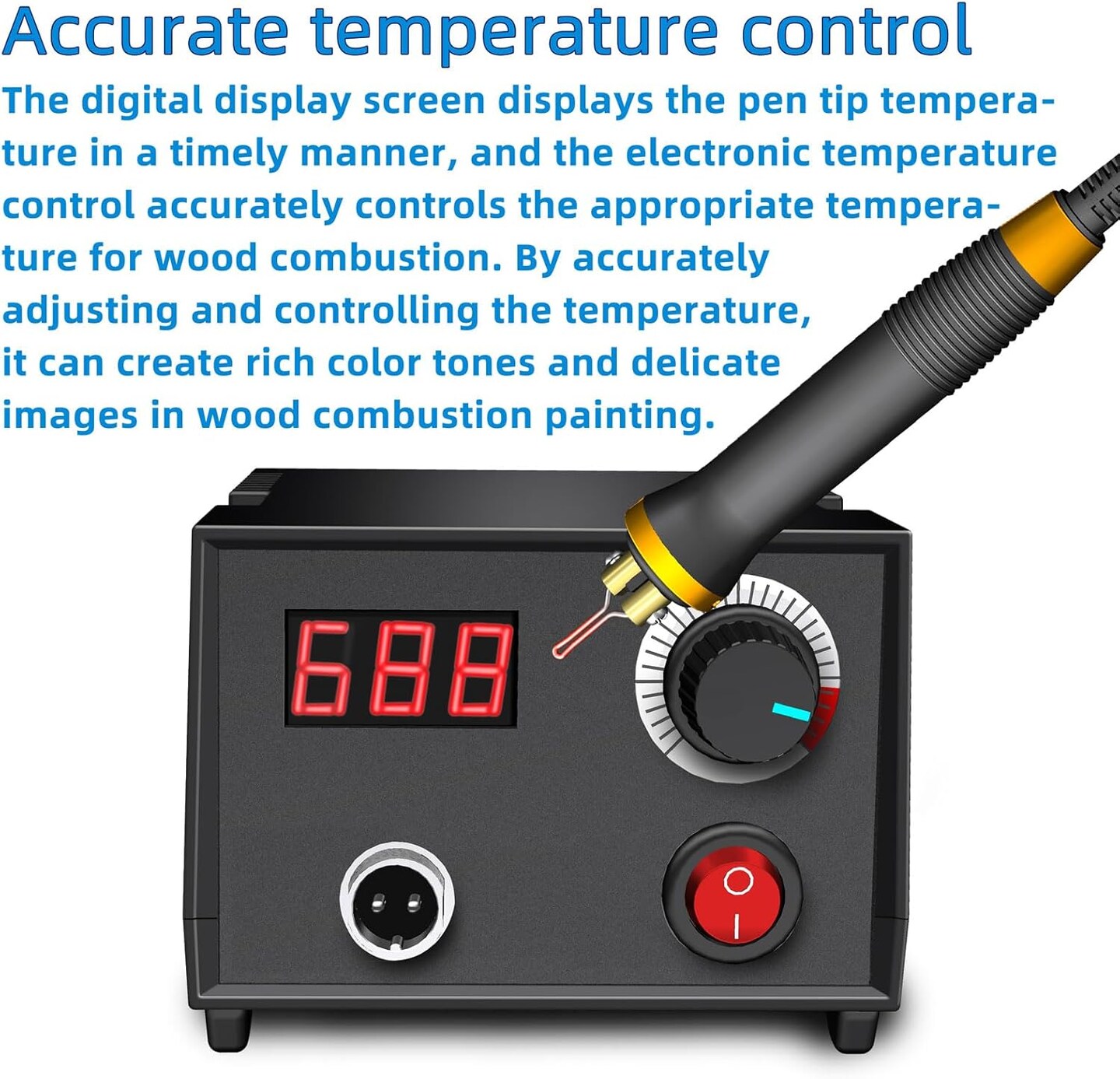 LH30-1 wood burning tool,wood burning kit pen 25~750&#x2103;,professional wood burning kit,with digital thermometer temperature adjustable temperature,1 wood burning pens, 30 pen tips(LH30-1A pen)